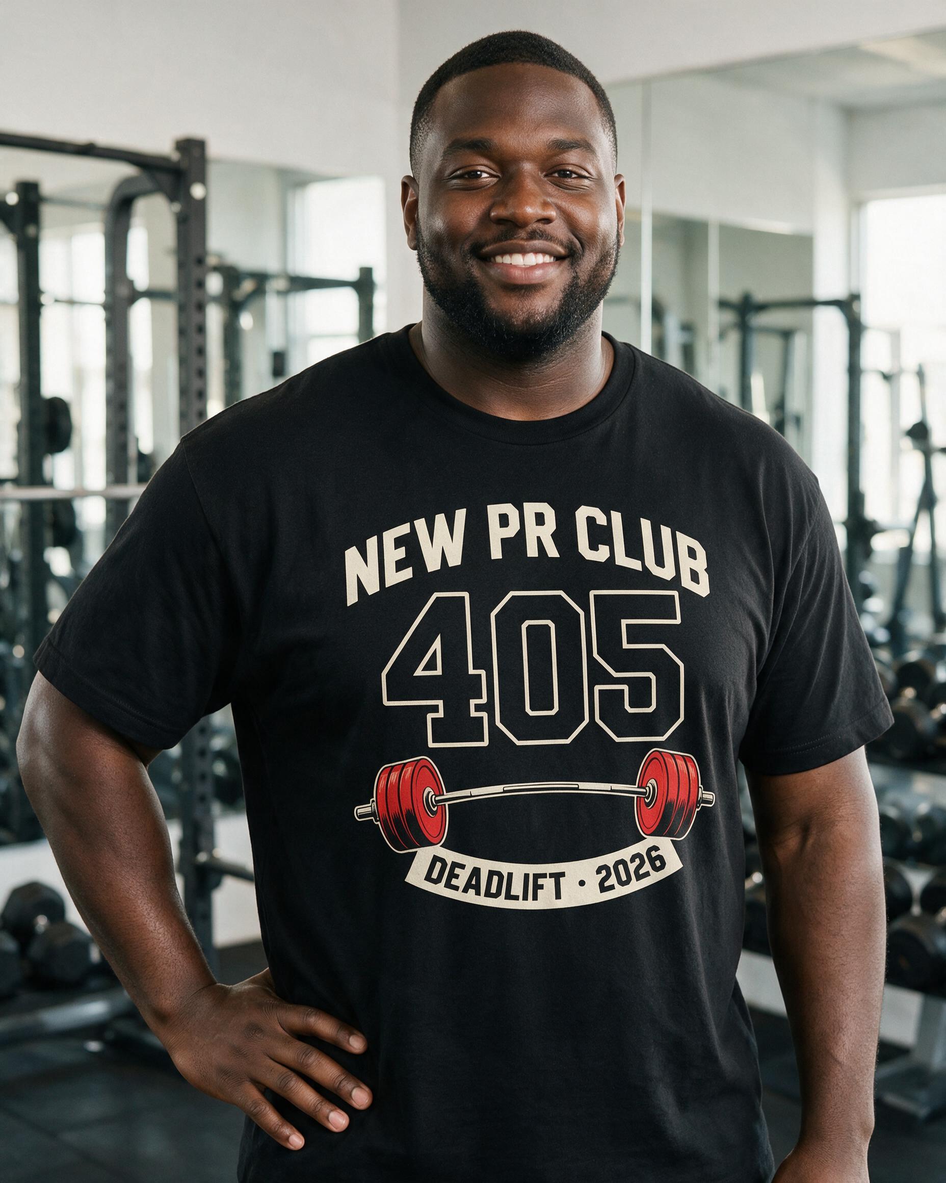New PR Club Personalized Powerlifting Shirt — Black
