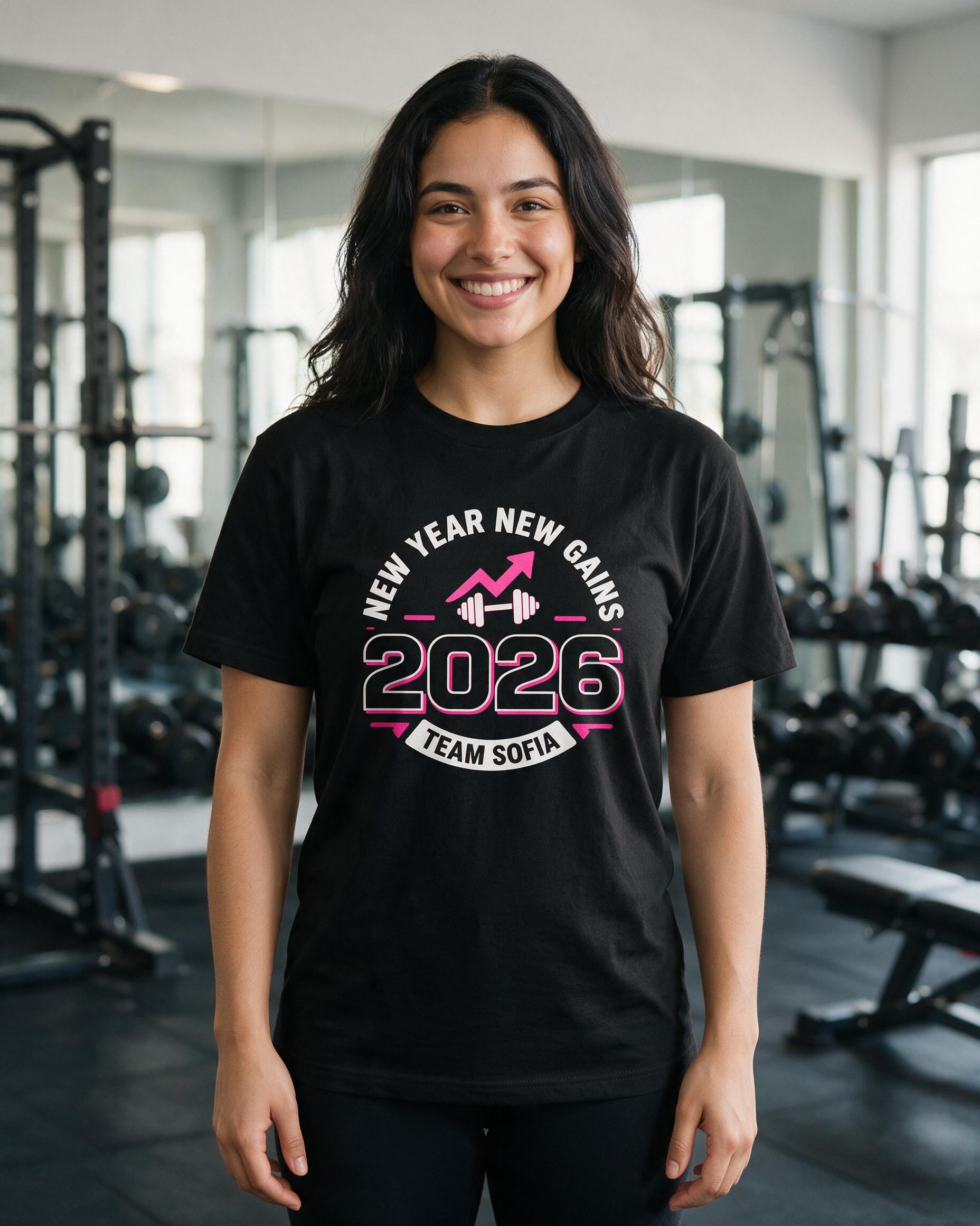 New Year New Gains Personalized Resolution Shirt β Black