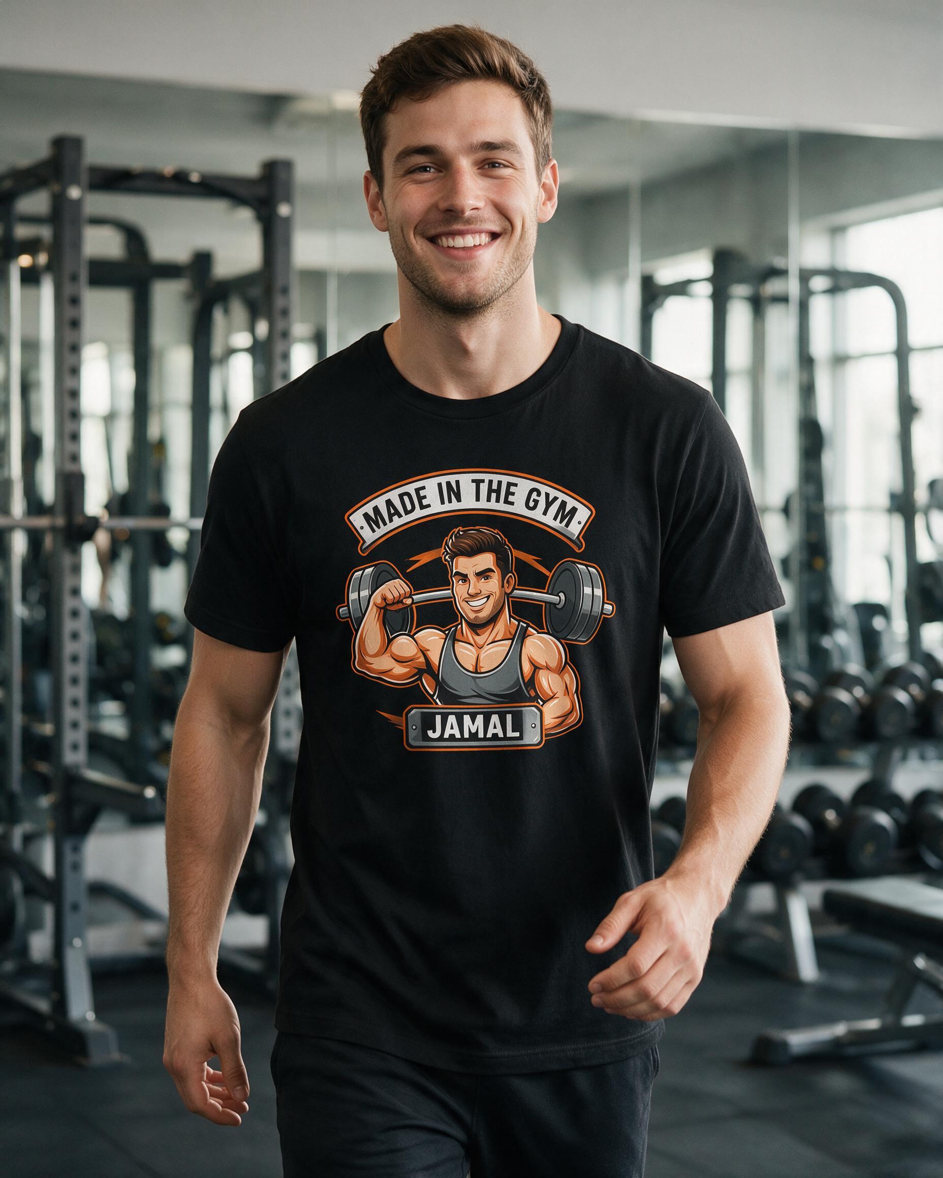 Made In The Gym Personalized Lifter Avatar Shirt — Black