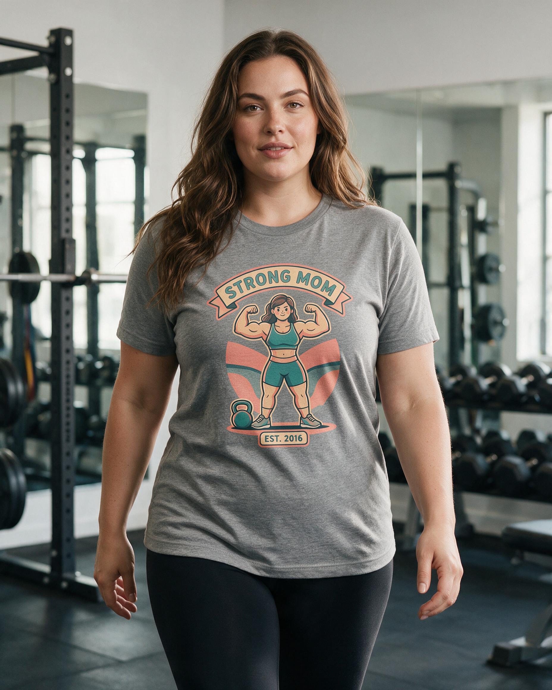 Strong Mom Est Personalized Fitness Avatar Shirt — Sport Grey