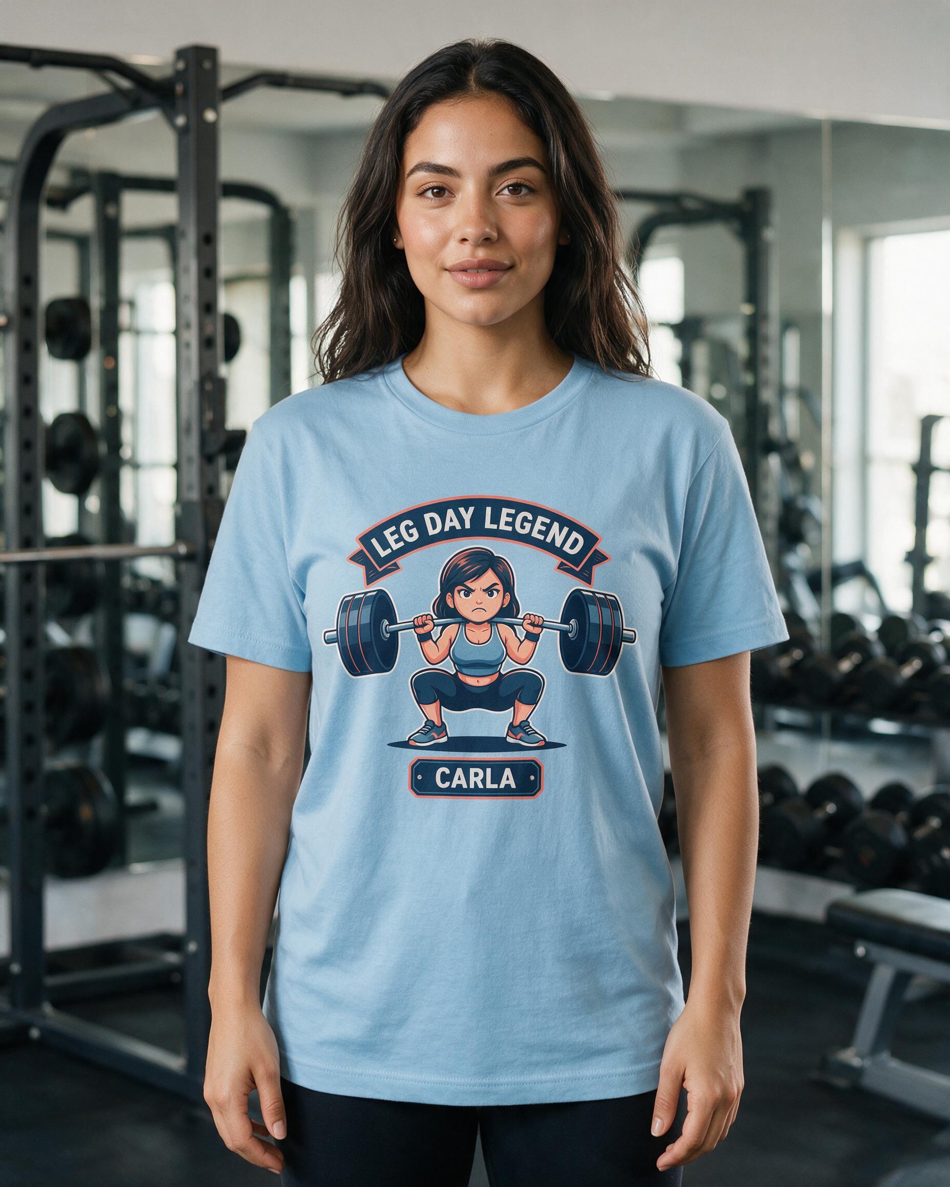 Leg Day Legend Personalized Avatar Shirt β Light Blue
