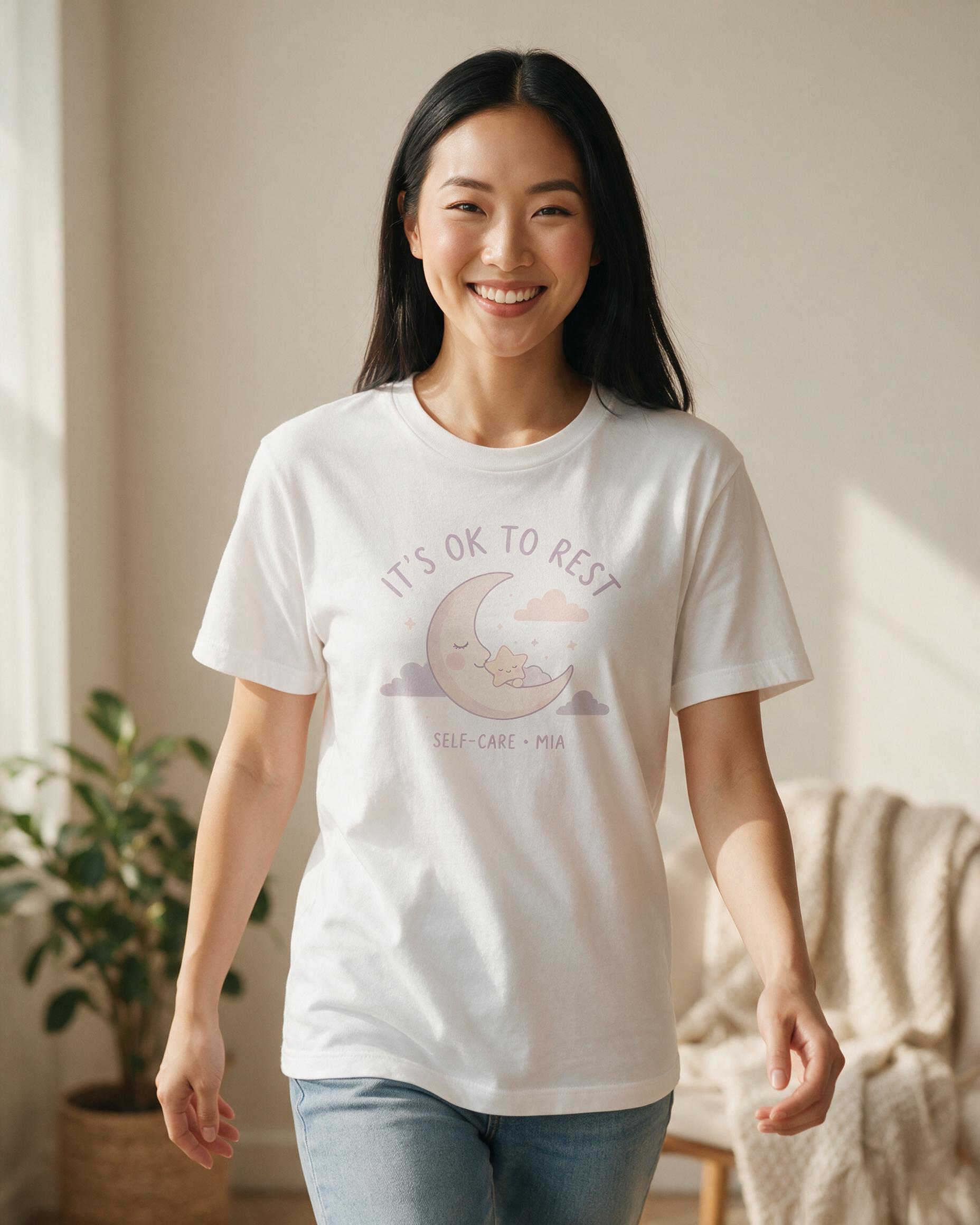 It's OK To Rest Self Care Personalized Mental Health Shirt β White
