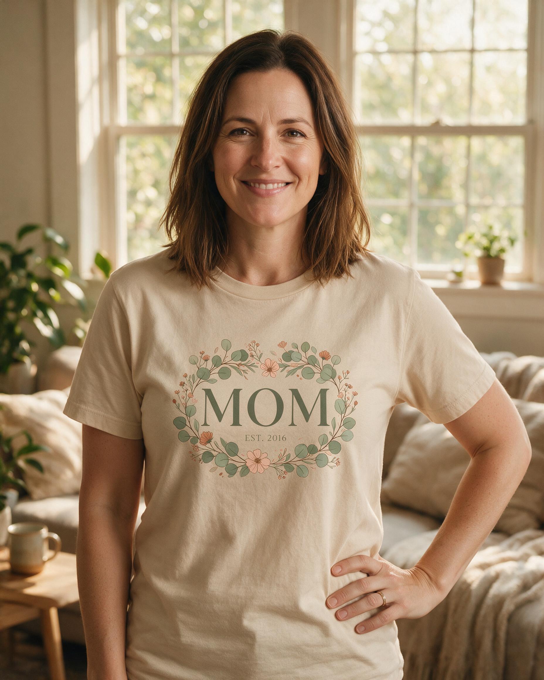 Mom Established Personalized Mother's Day Shirt — Sand