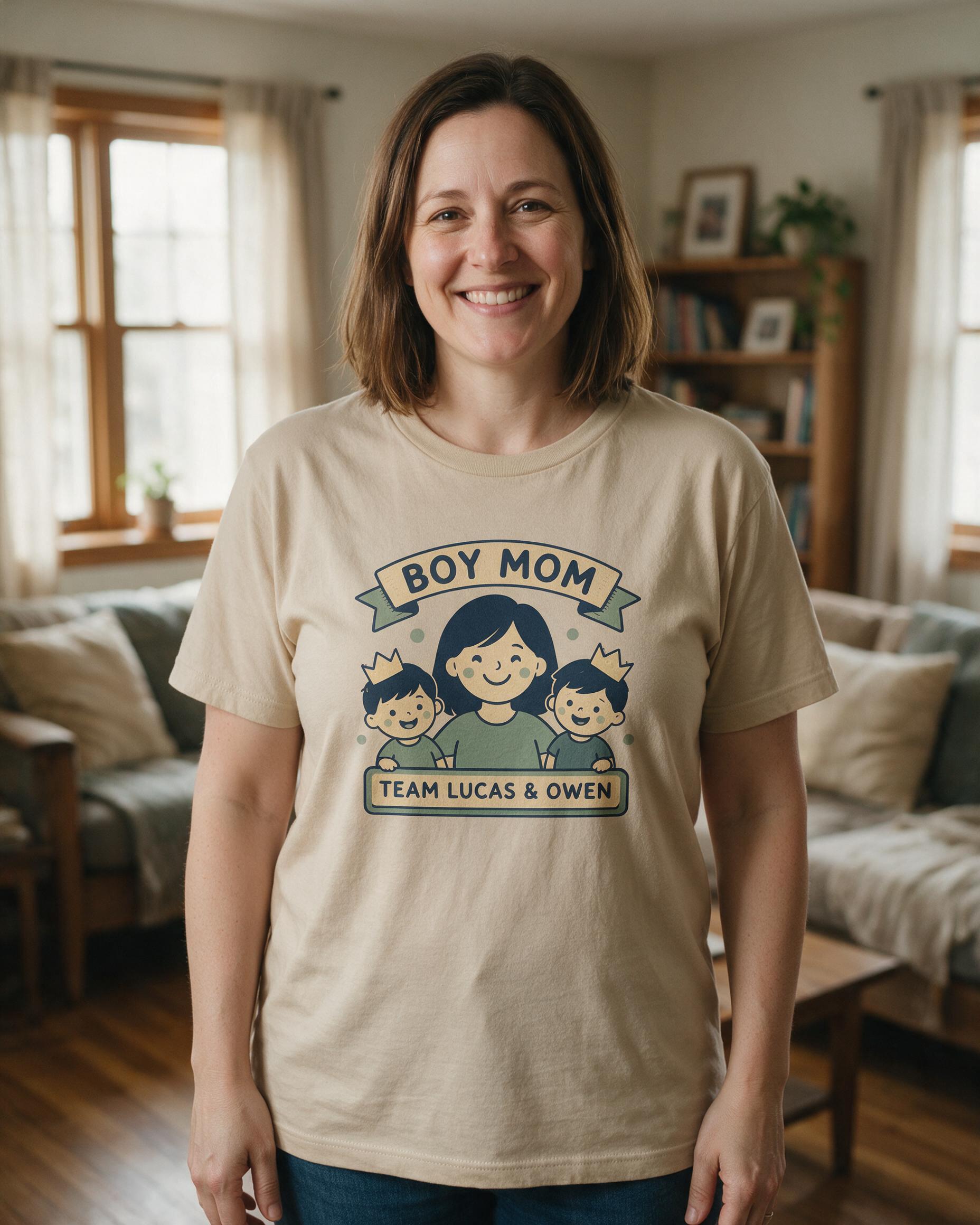 Boy Mom Crew Personalized Mother's Day Shirt — Sand