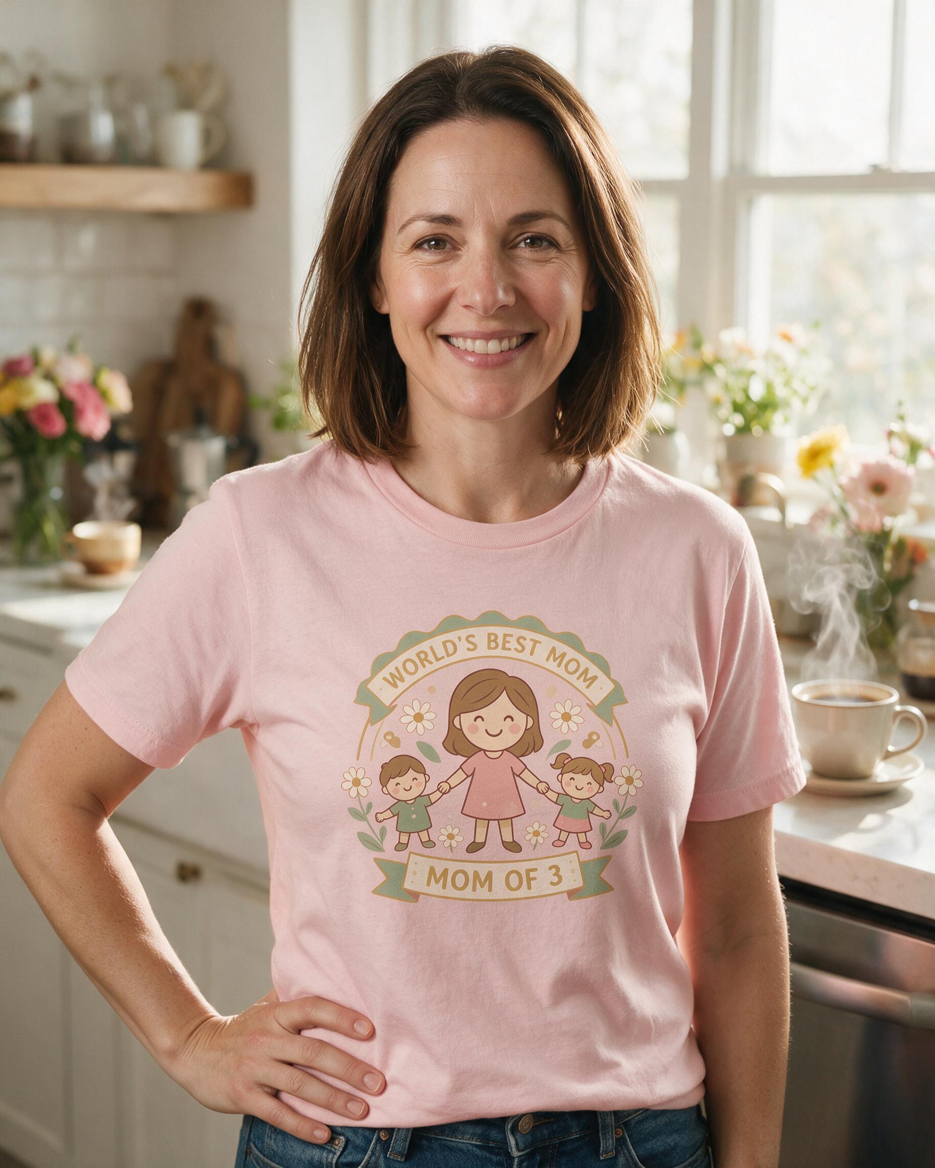 World's Best Mom Crew Personalized Mother's Day Shirt — Light Pink