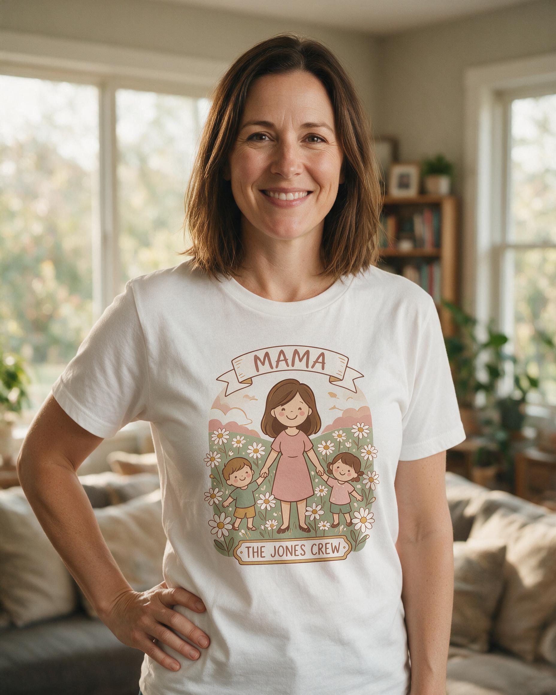 Mama And Me Cartoon Personalized Mother's Day Shirt — White