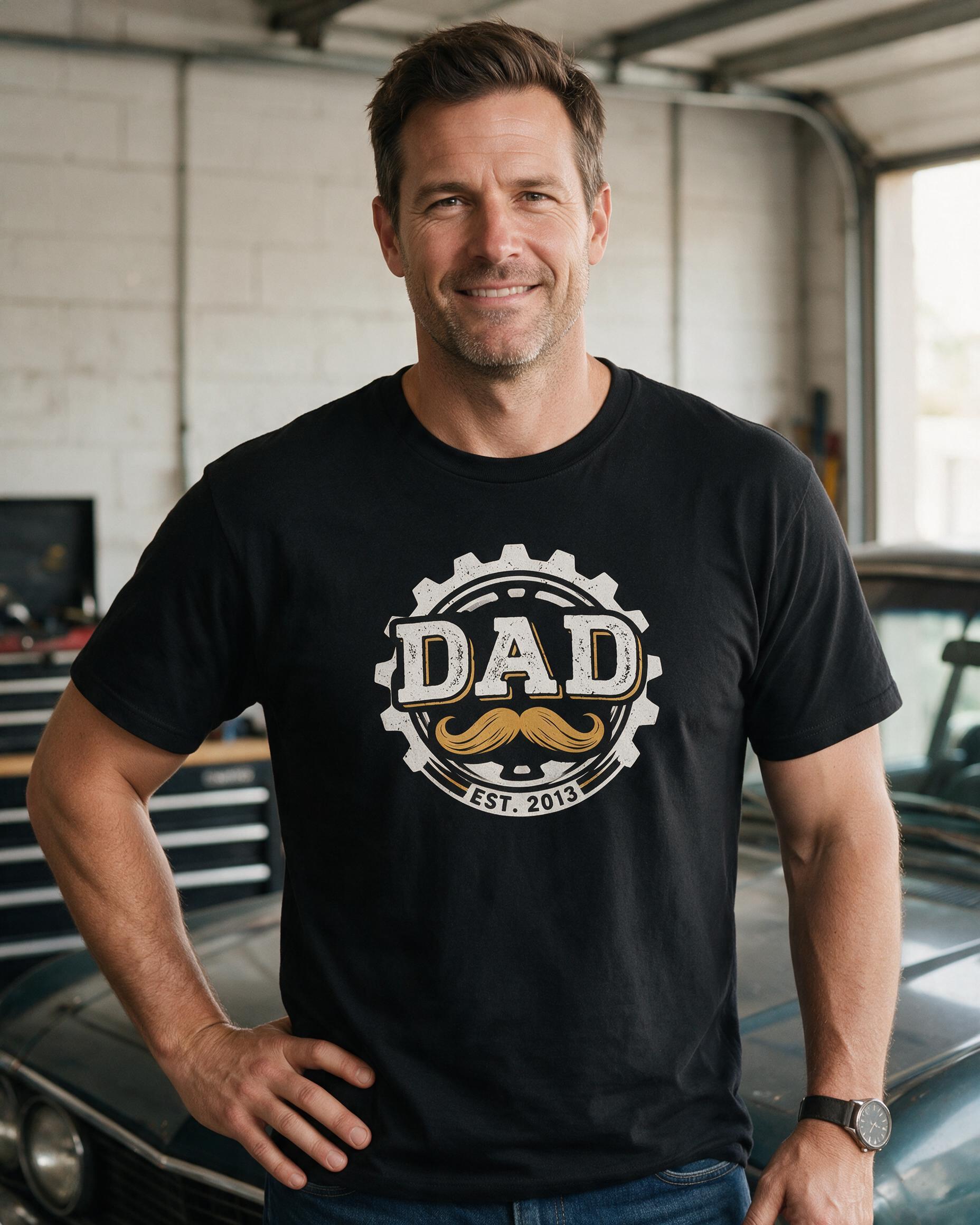 Dad Established Since Personalized Father's Day Shirt — Black