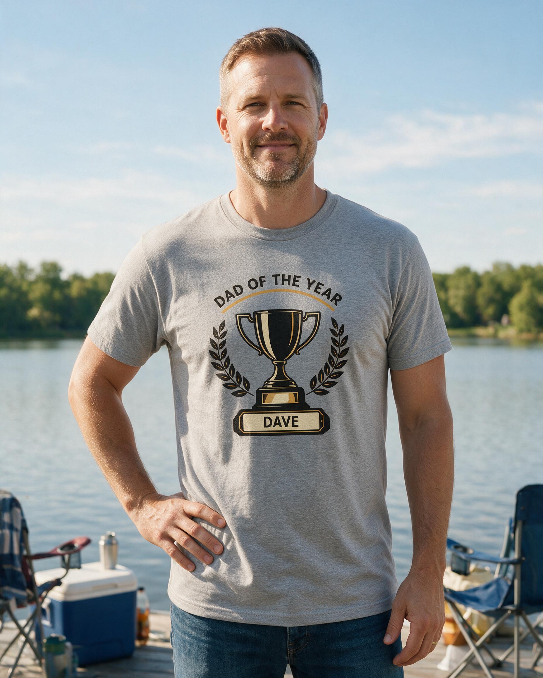 Dad Of The Year Trophy Personalized Father's Day Shirt — Sport Grey