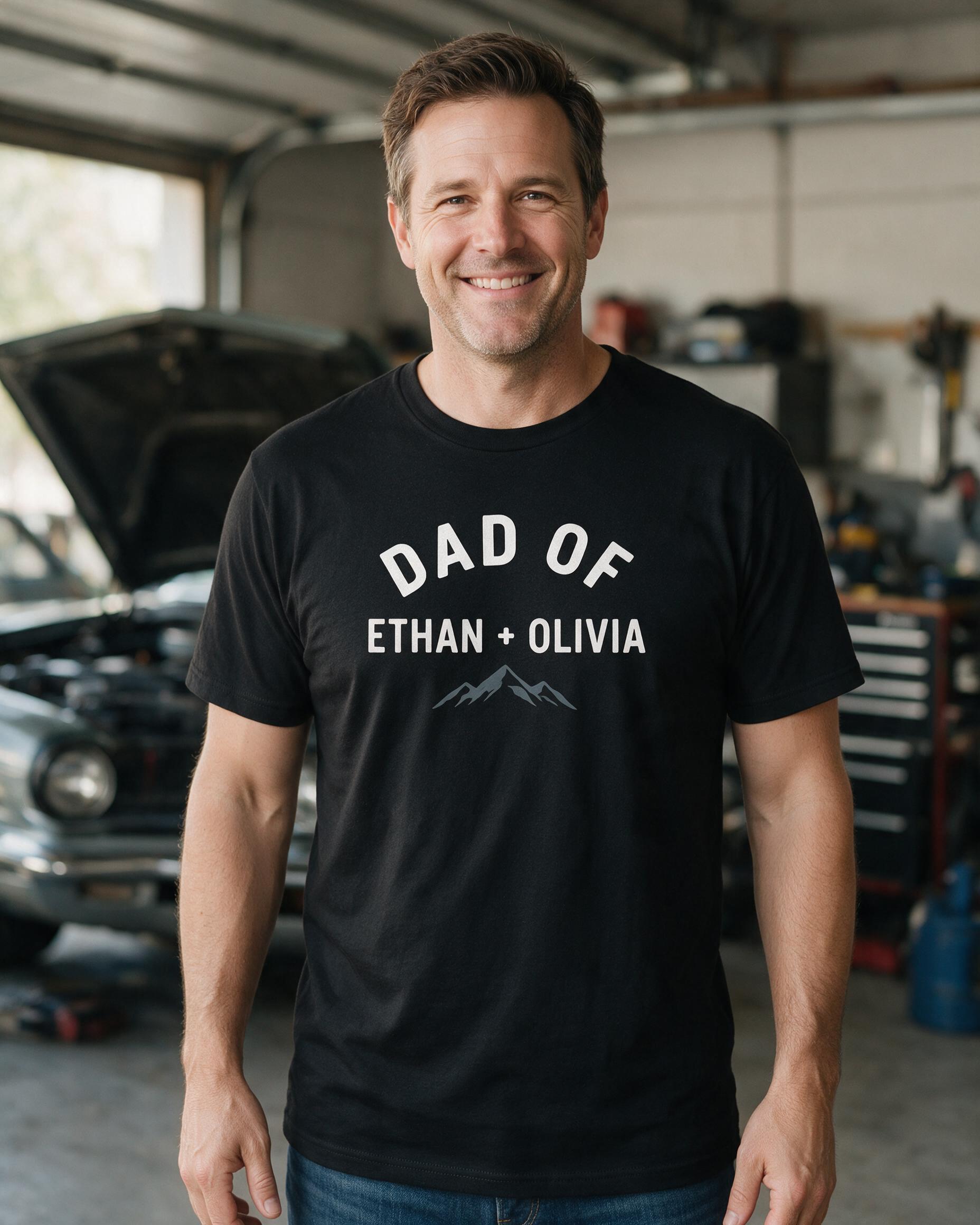 Dad Of Personalized Names Father's Day Shirt β Black