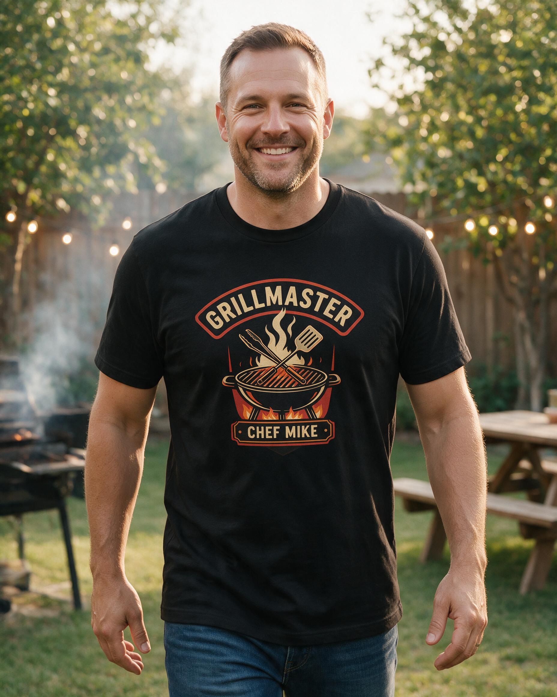 Grillmaster Dad Personalized Father's Day Shirt — Black