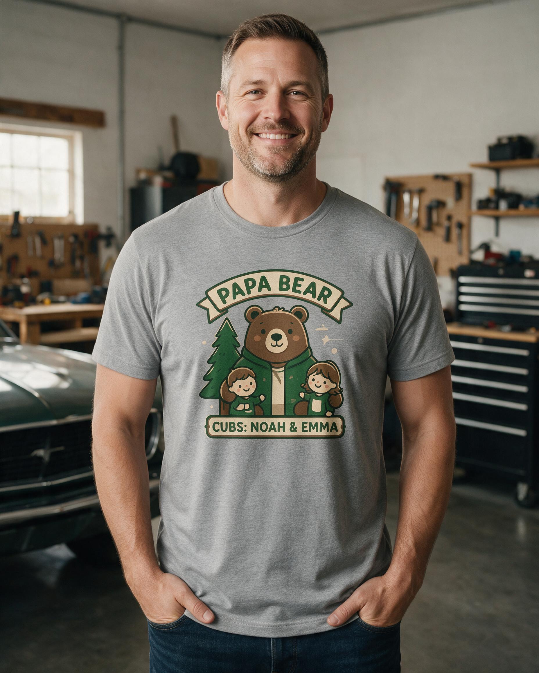 Papa Bear Cubs Personalized Father's Day Shirt β Sport Grey