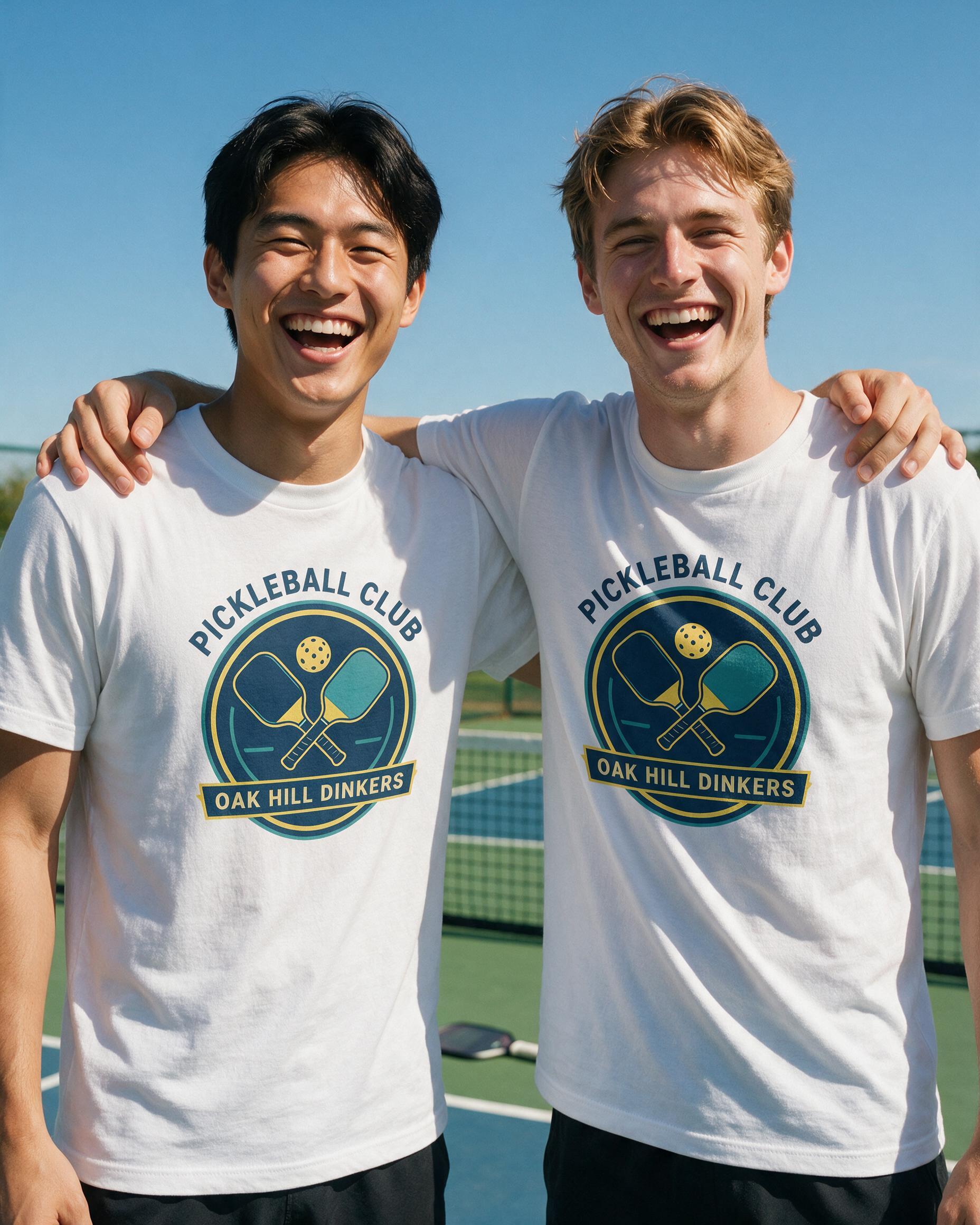 Pickleball Club Crest Personalized Pickleball Shirt — White