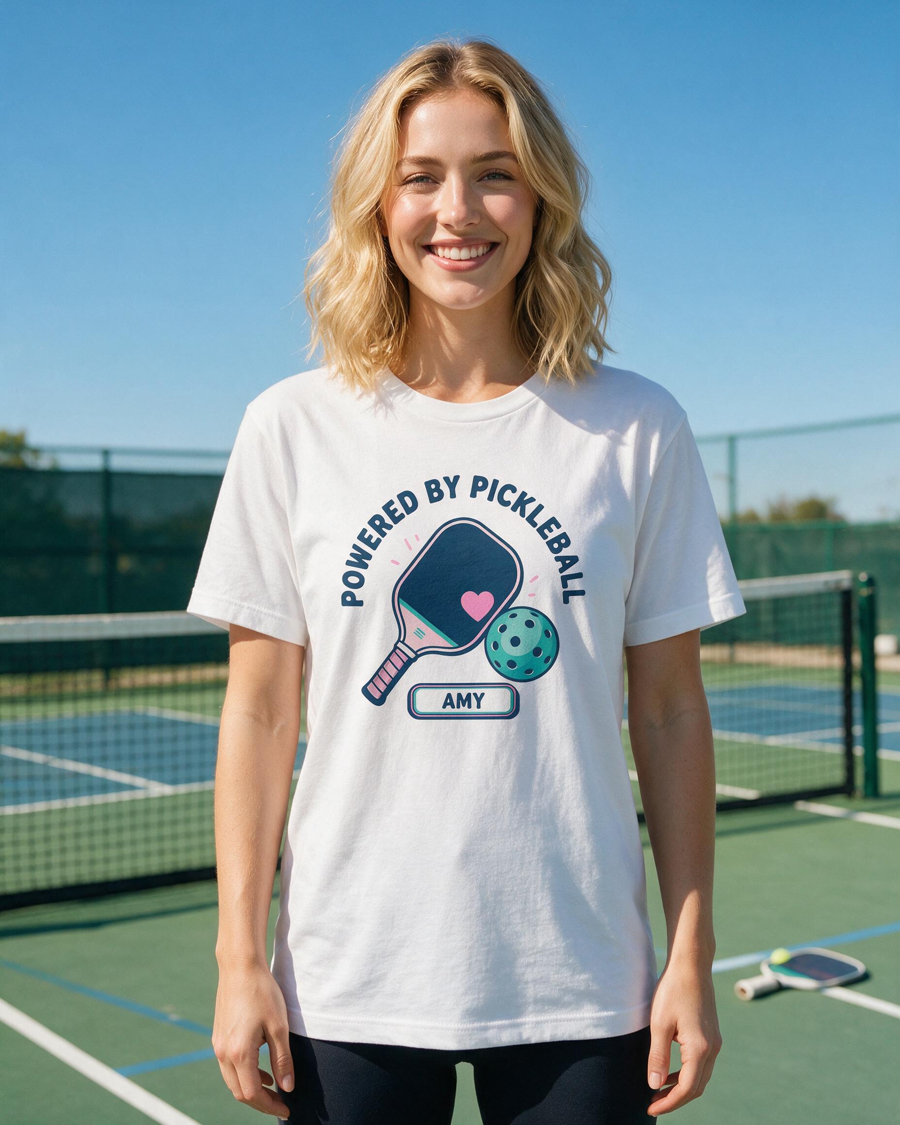 Powered By Pickleball Personalized Pickleball Shirt β White