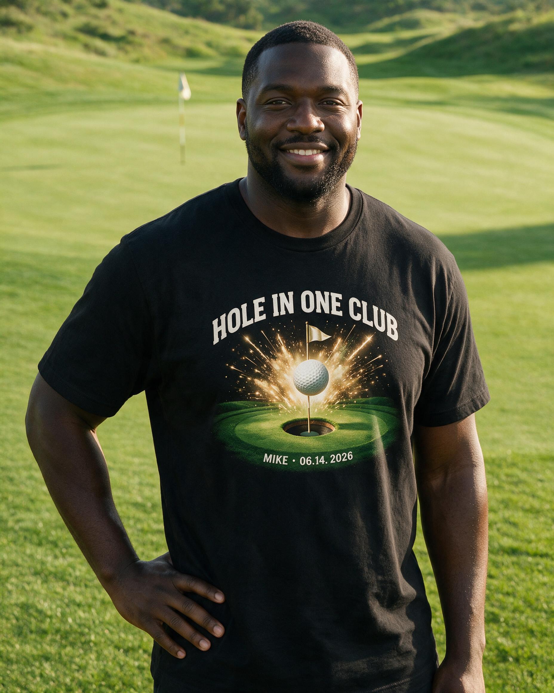 Hole In One Club Personalized Golf Shirt — Black