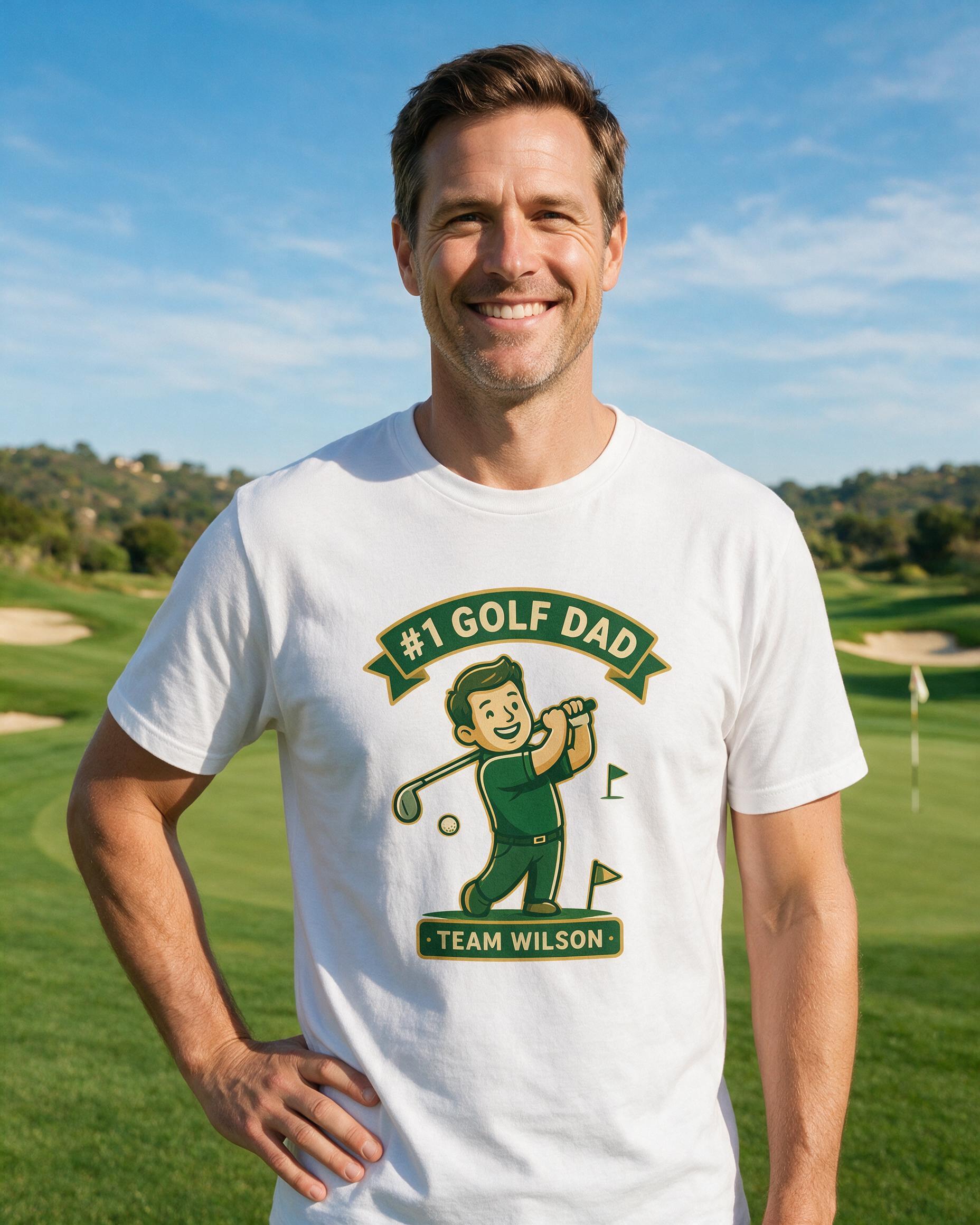 Number One Golf Dad Personalized Golf Shirt — White