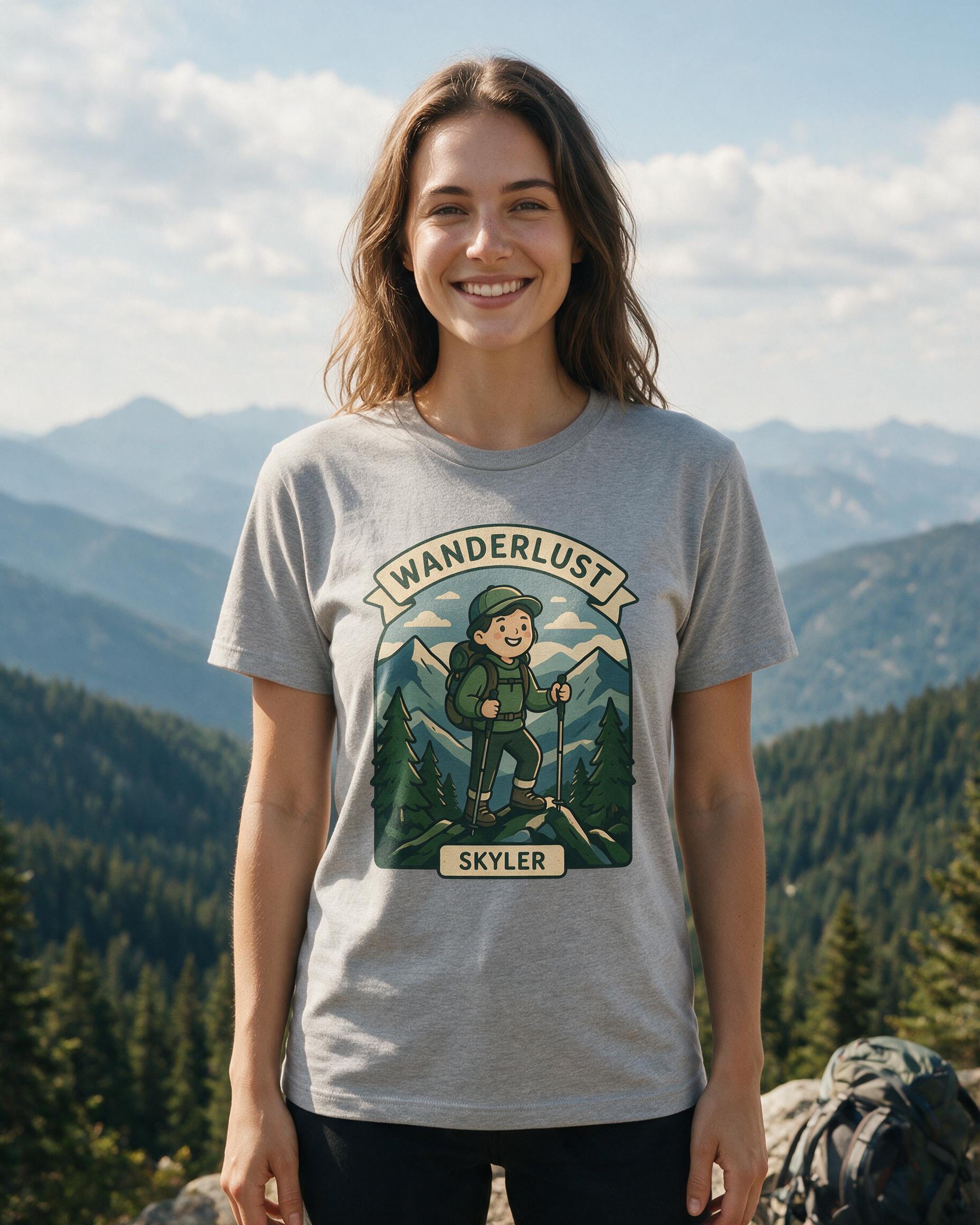 Wanderlust Mountain Hiker Personalized Travel Shirt β Sport Grey