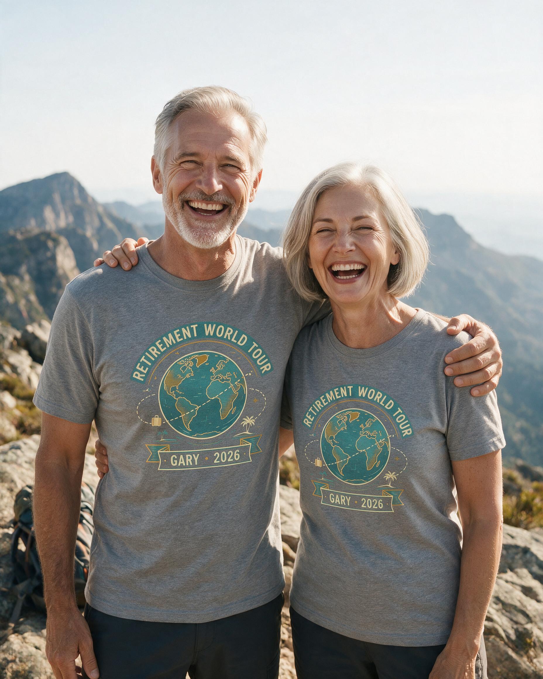 Retirement World Tour Personalized Travel Shirt — Sport Grey