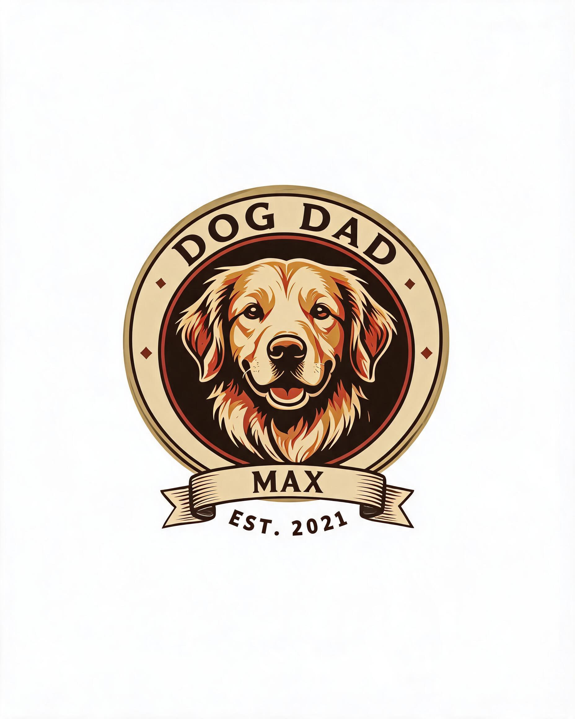 Dog Dad Est. Vintage Badge Personalized Shirt