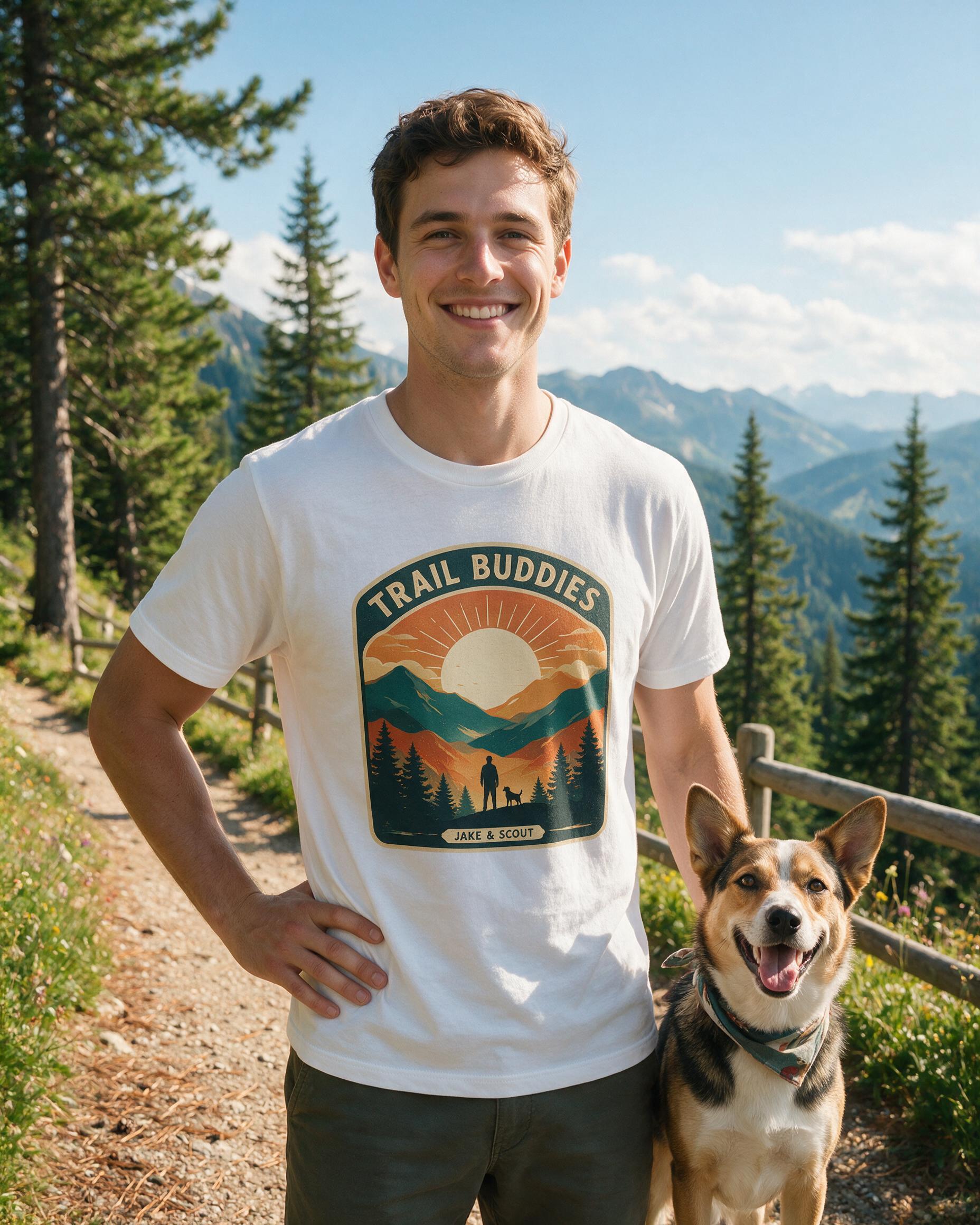 Trail Buddies Adventure Dog Dad Personalized Shirt β White
