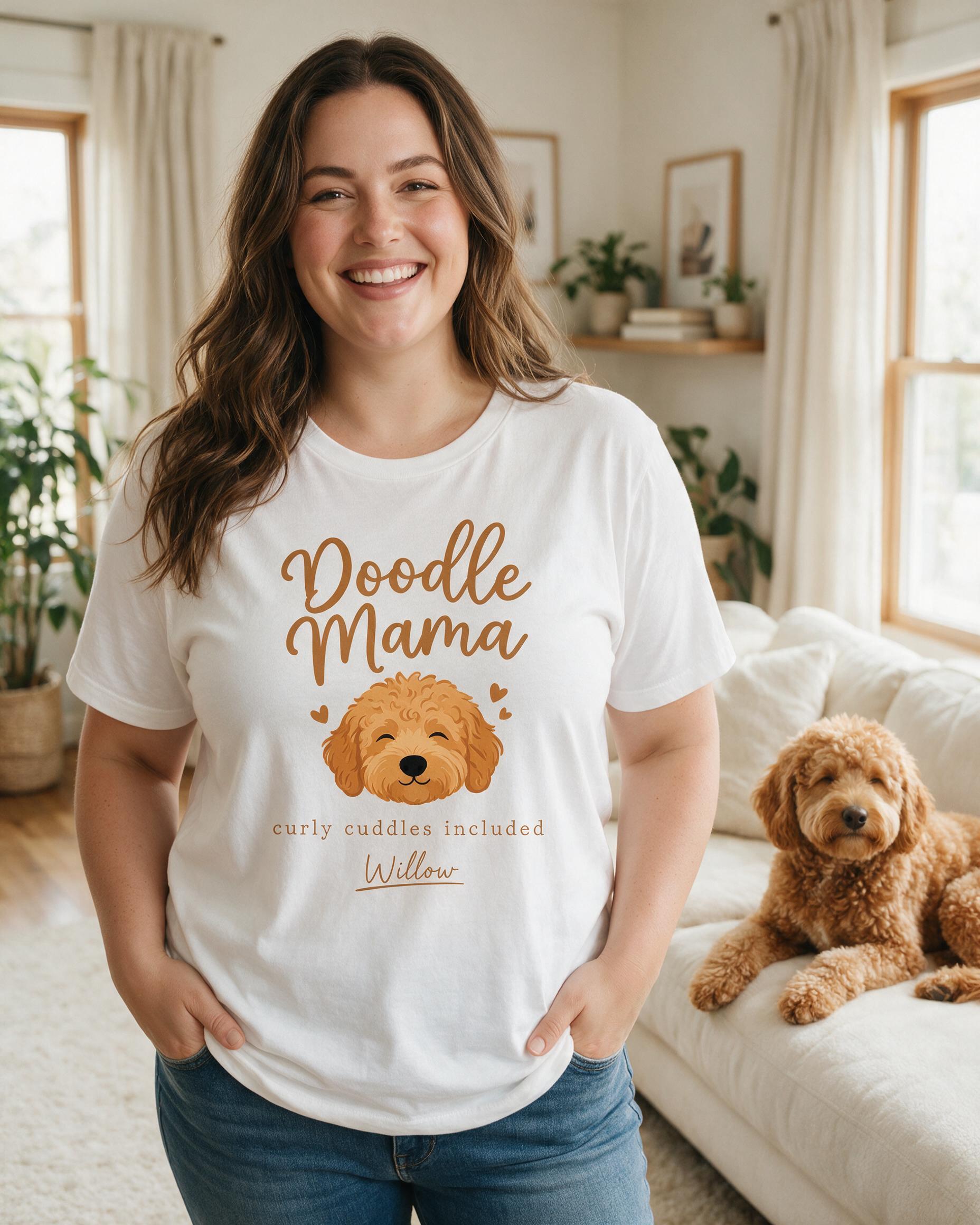 Doodle Mama Curly Cuddles Personalized Shirt — White