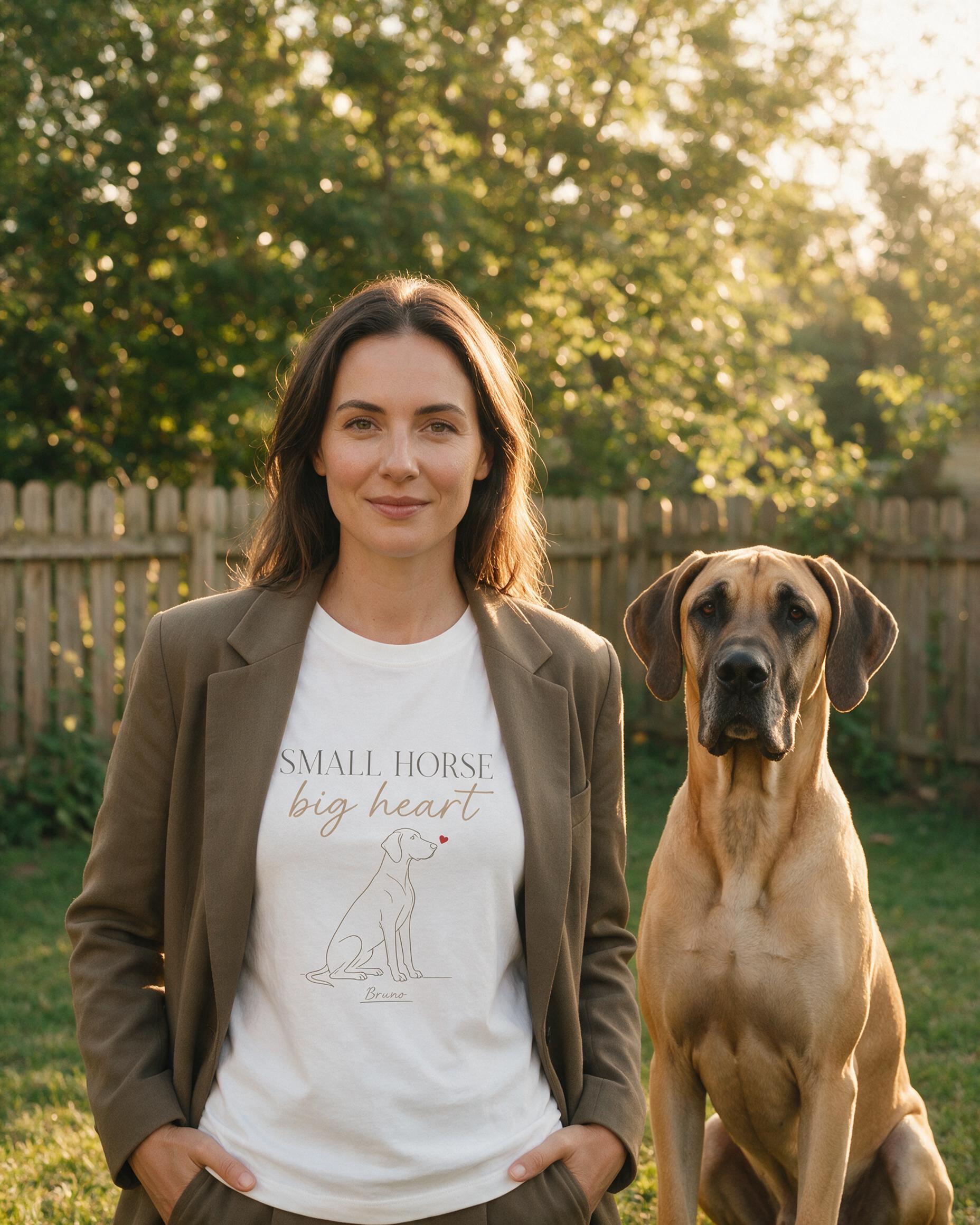 Small Horse Big Heart Personalized Great Dane Mom Shirt — White