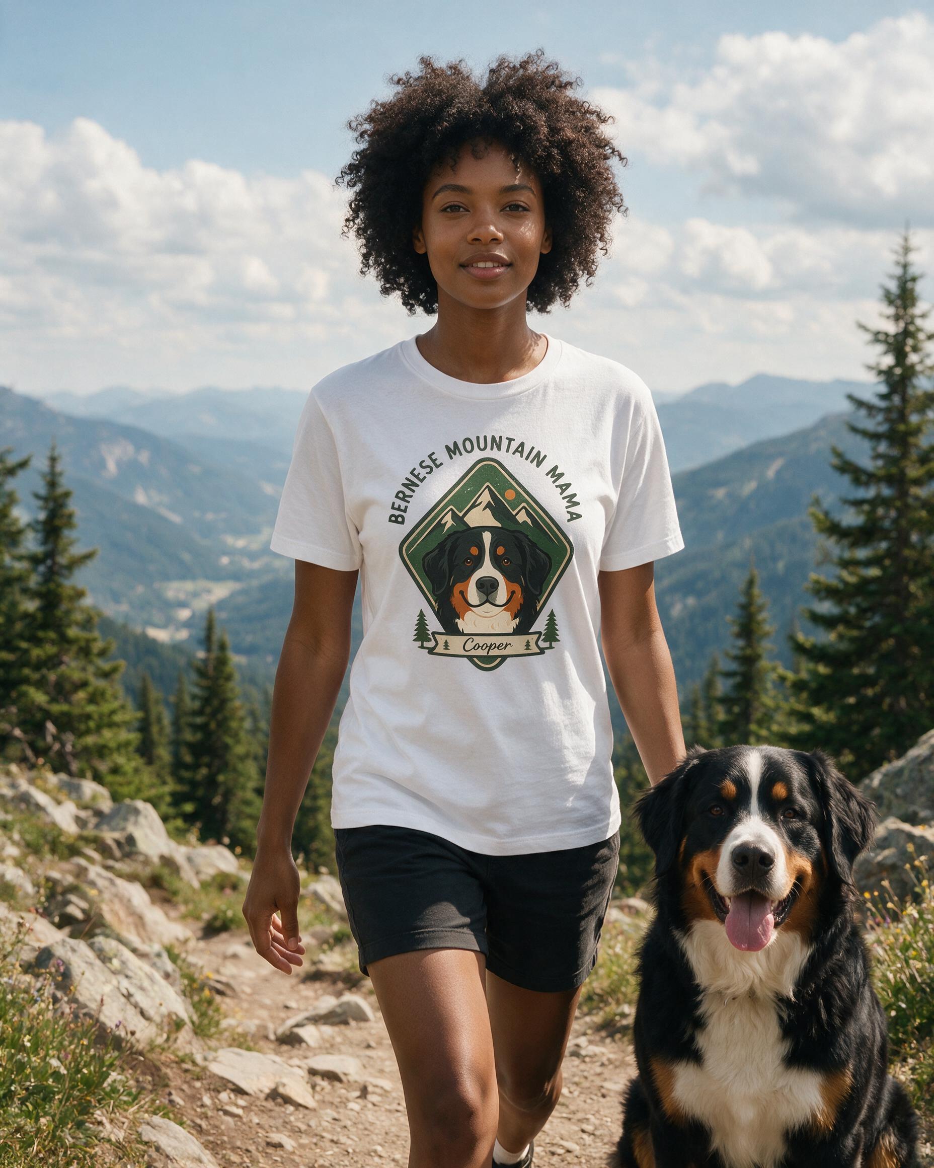Bernese Mountain Mama Personalized Shirt — White