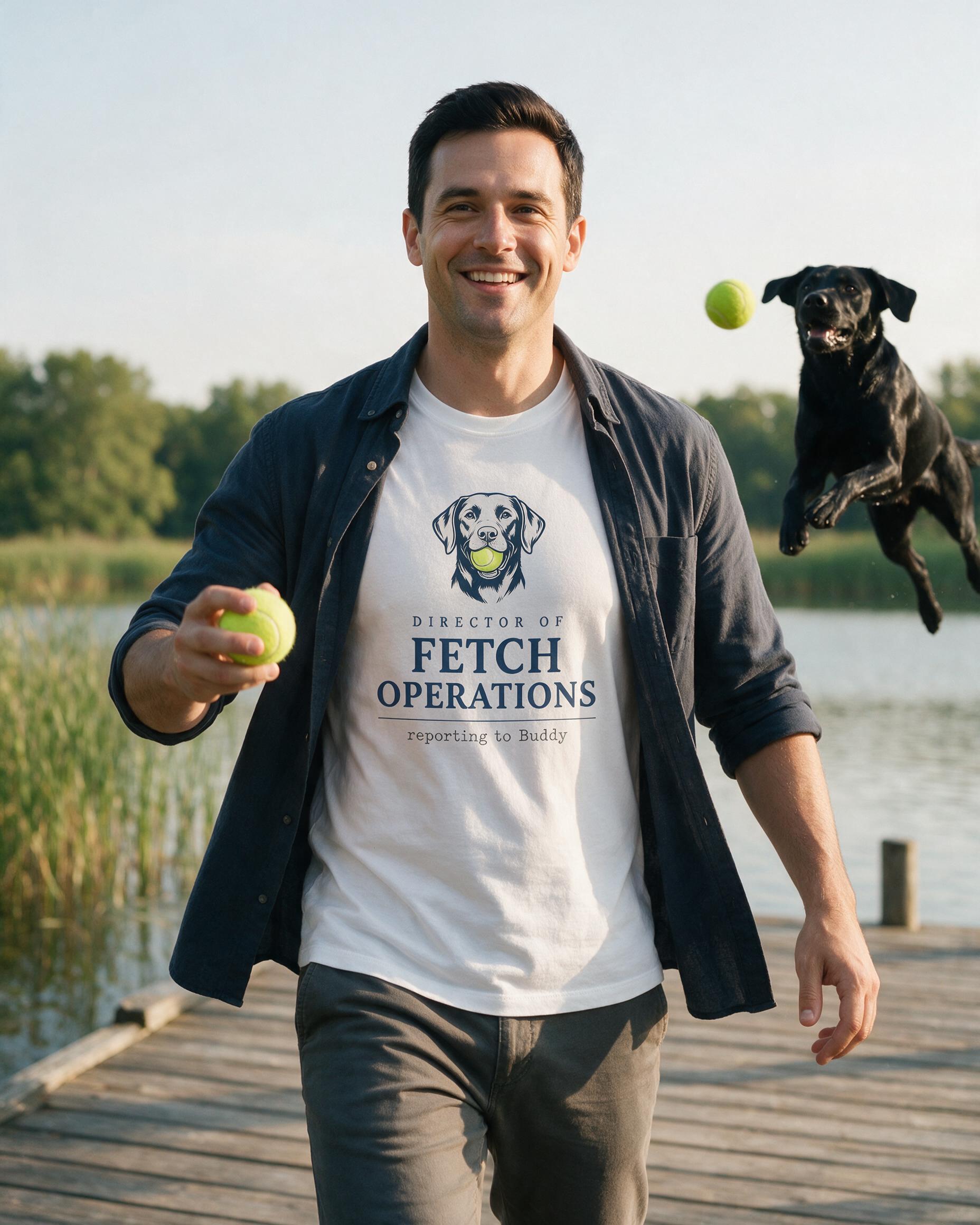 Director Of Fetch Operations Personalized Lab Dad Shirt — White