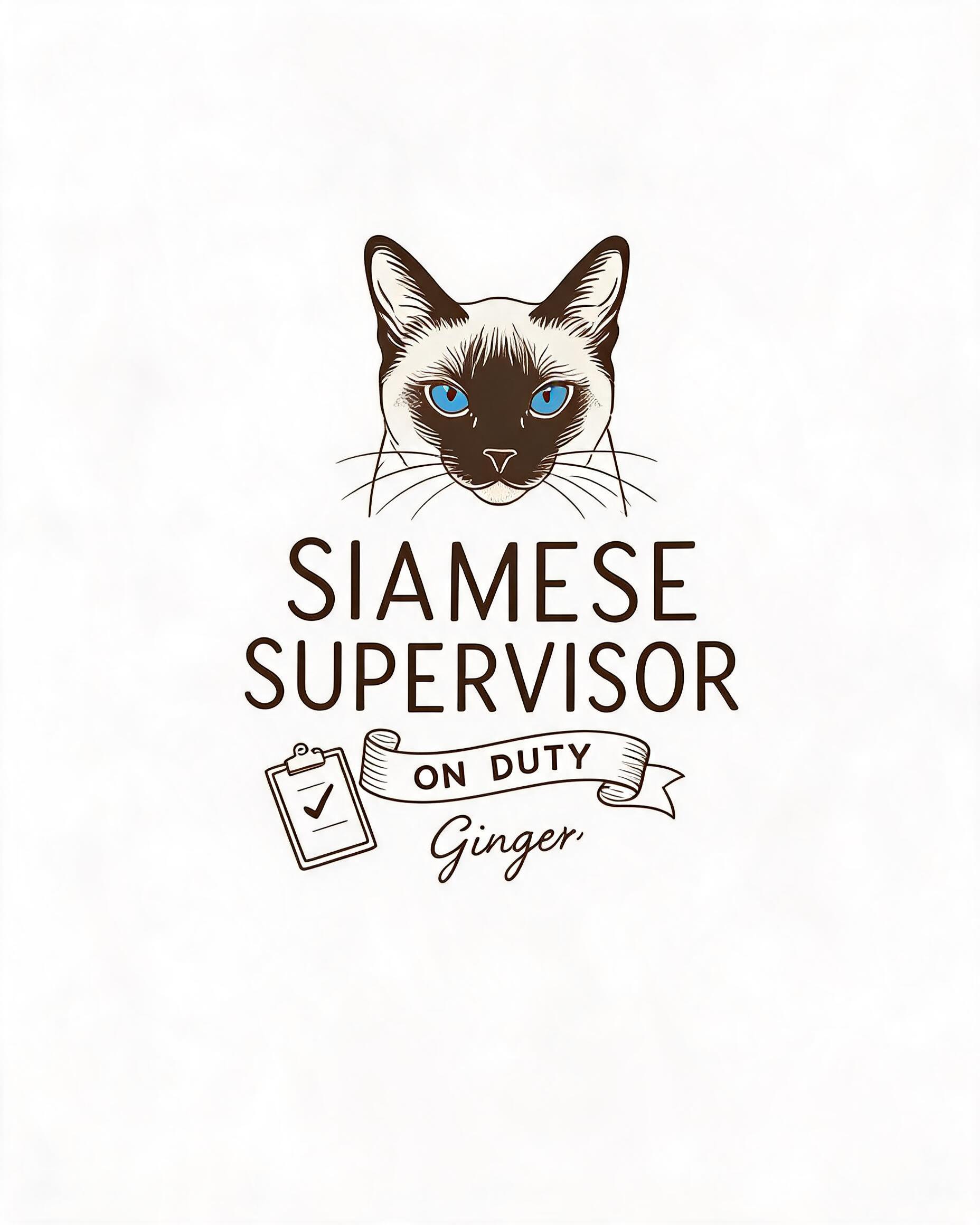 Siamese Supervisor On Duty Personalized Cat Mom Shirt