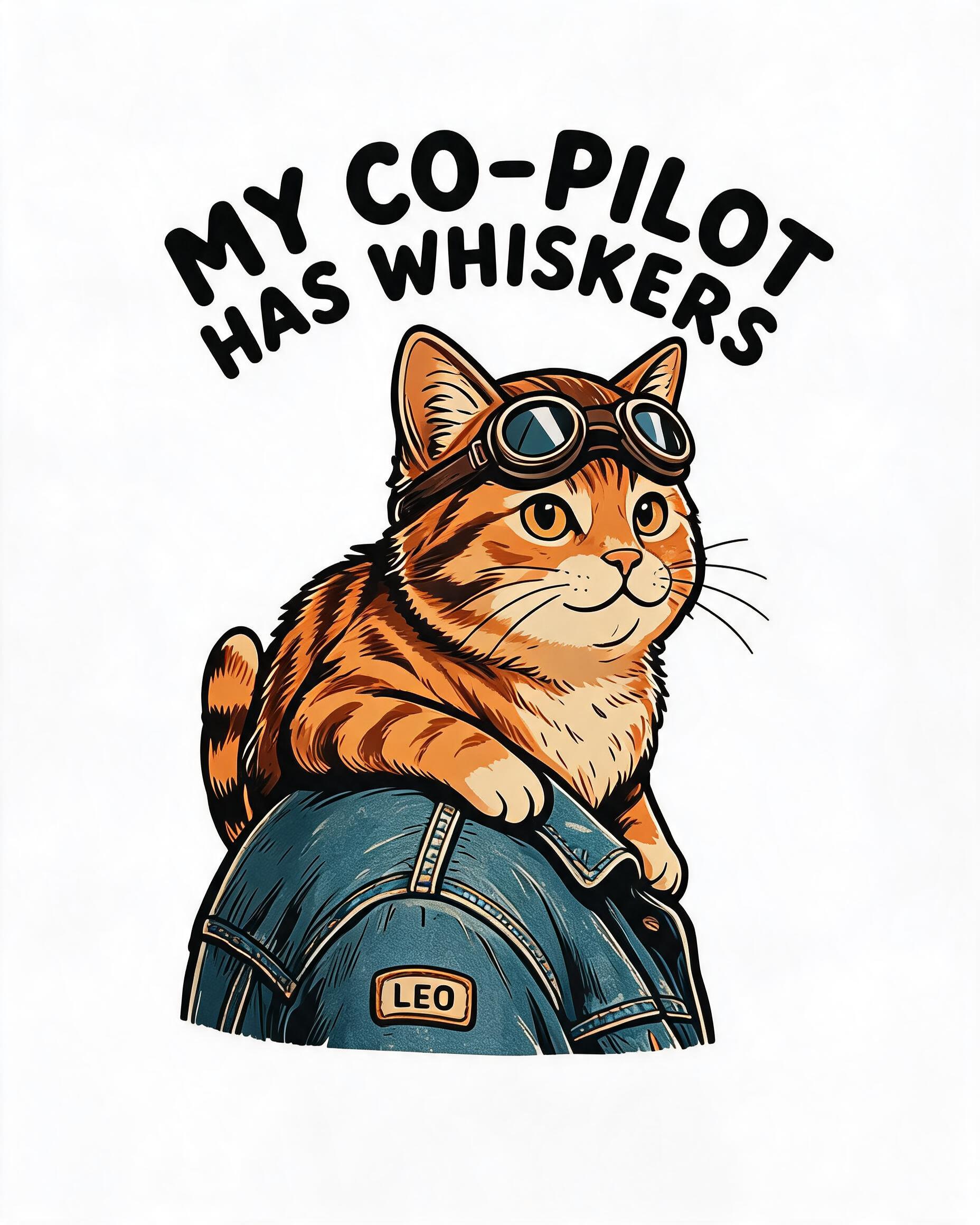 My Co-Pilot Has Whiskers Personalized Cat Dad Shirt