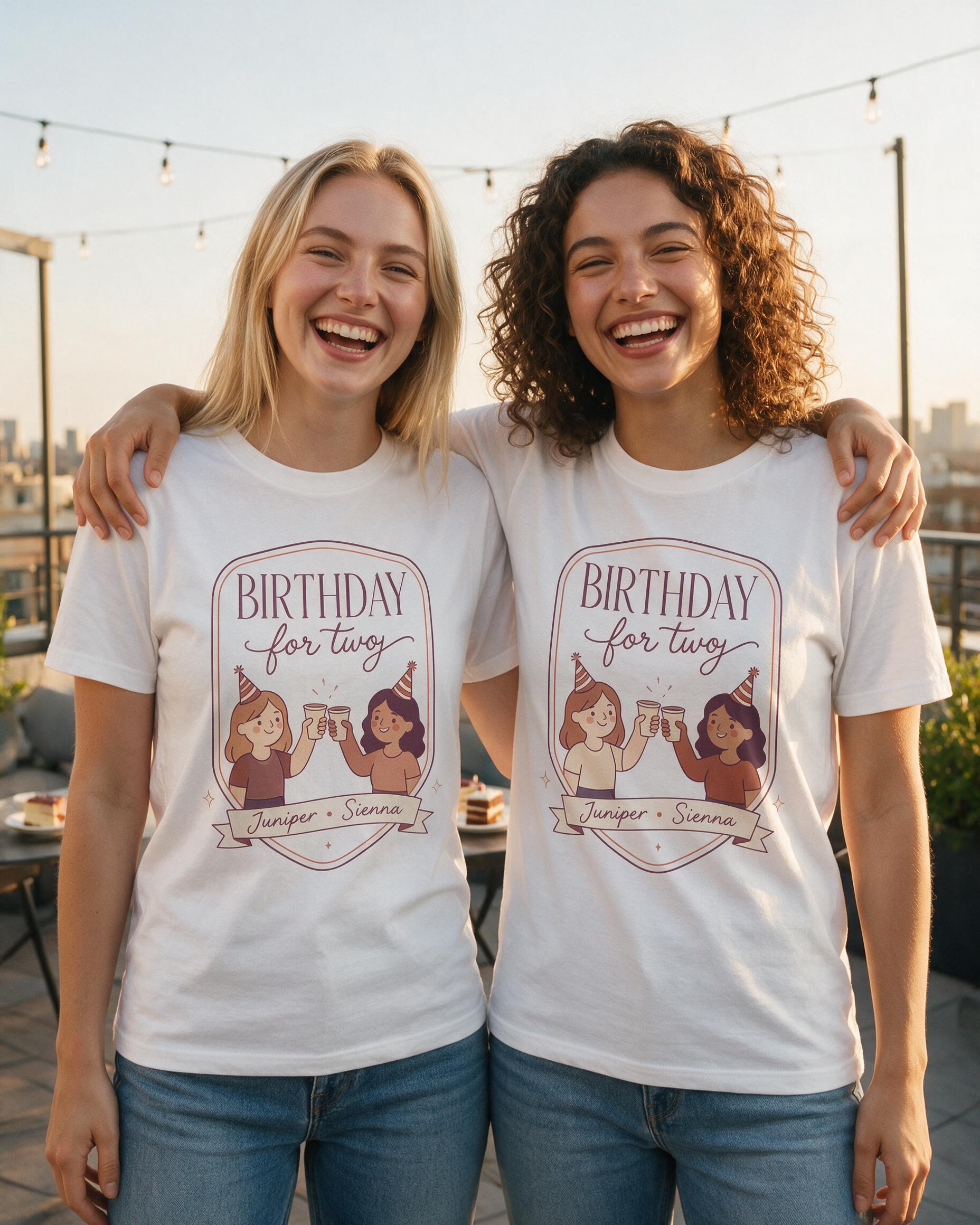 Birthday For Two Matching Shirt for Best Friends — White