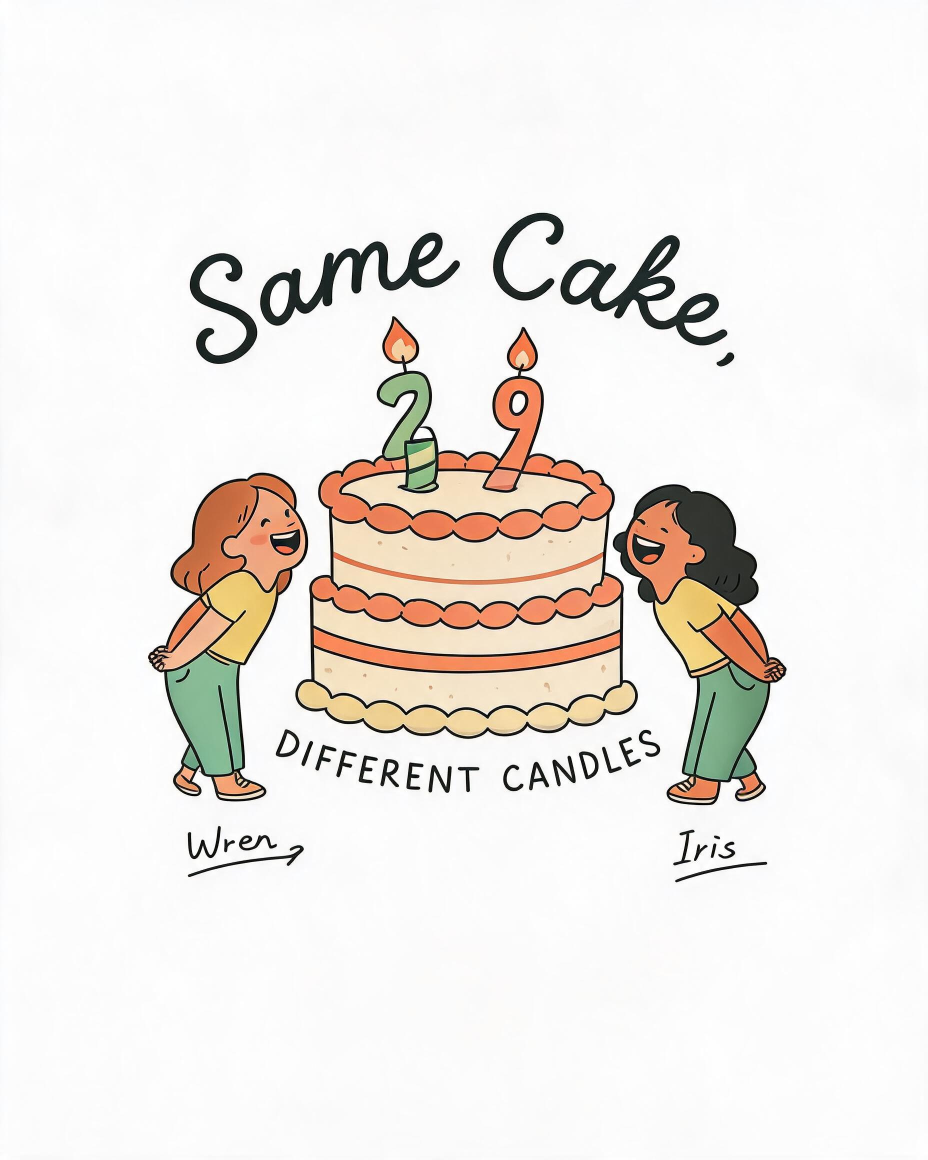 Same Cake Different Candles Matching Birthday Shirt for Two Friends