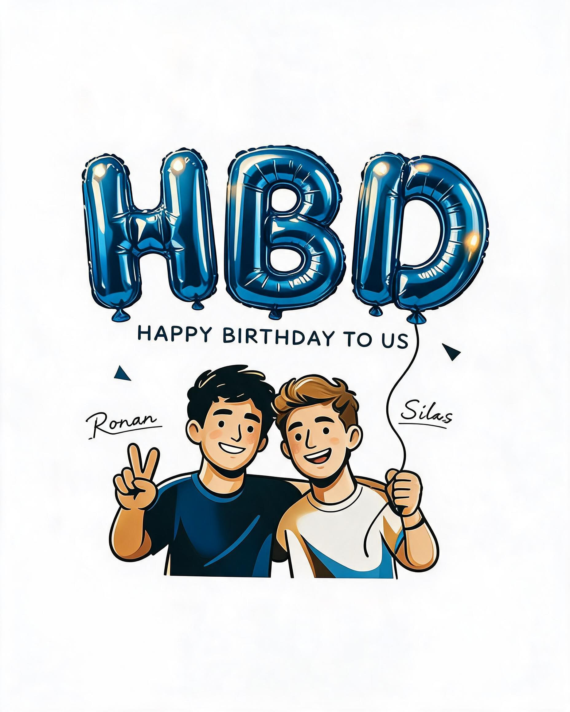 Happy Birthday To Us Balloon Letters Matching Shirt for Two