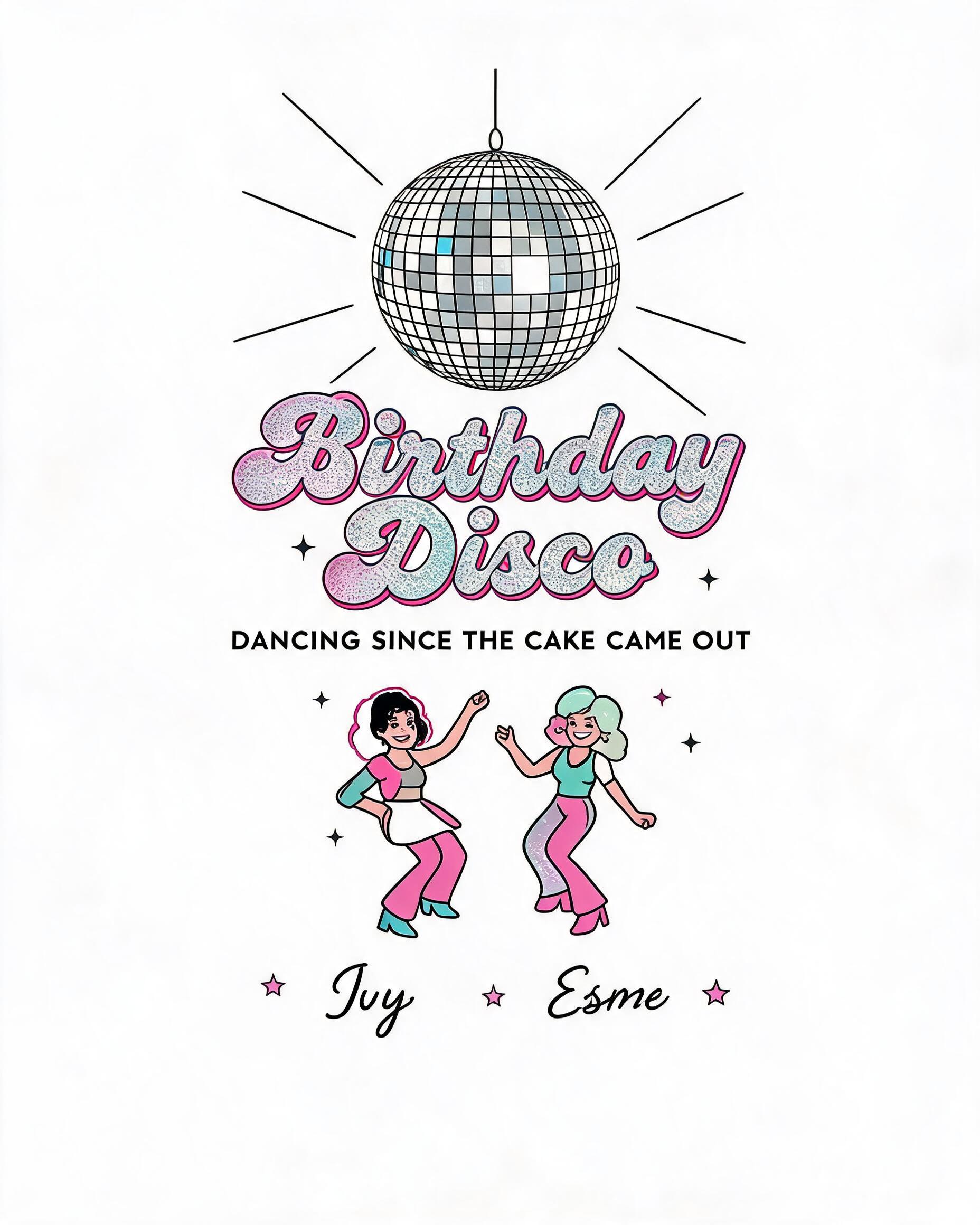 Birthday Disco Mirror Ball Matching Shirt for Two Friends