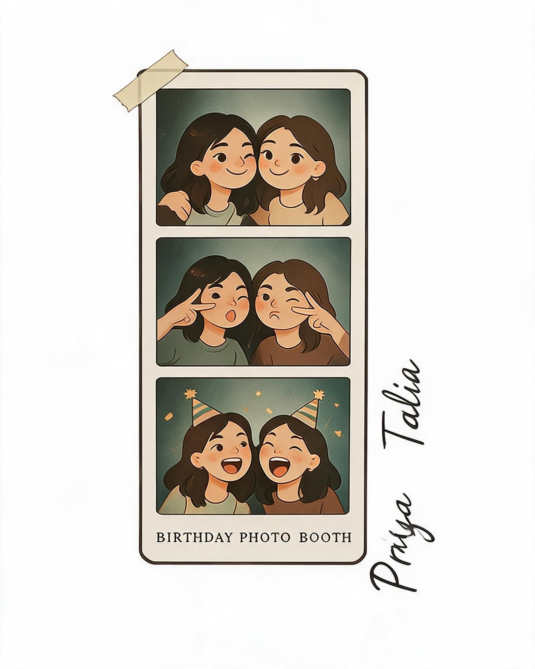 Birthday Photo Booth Strip Matching Shirt for Two Friends