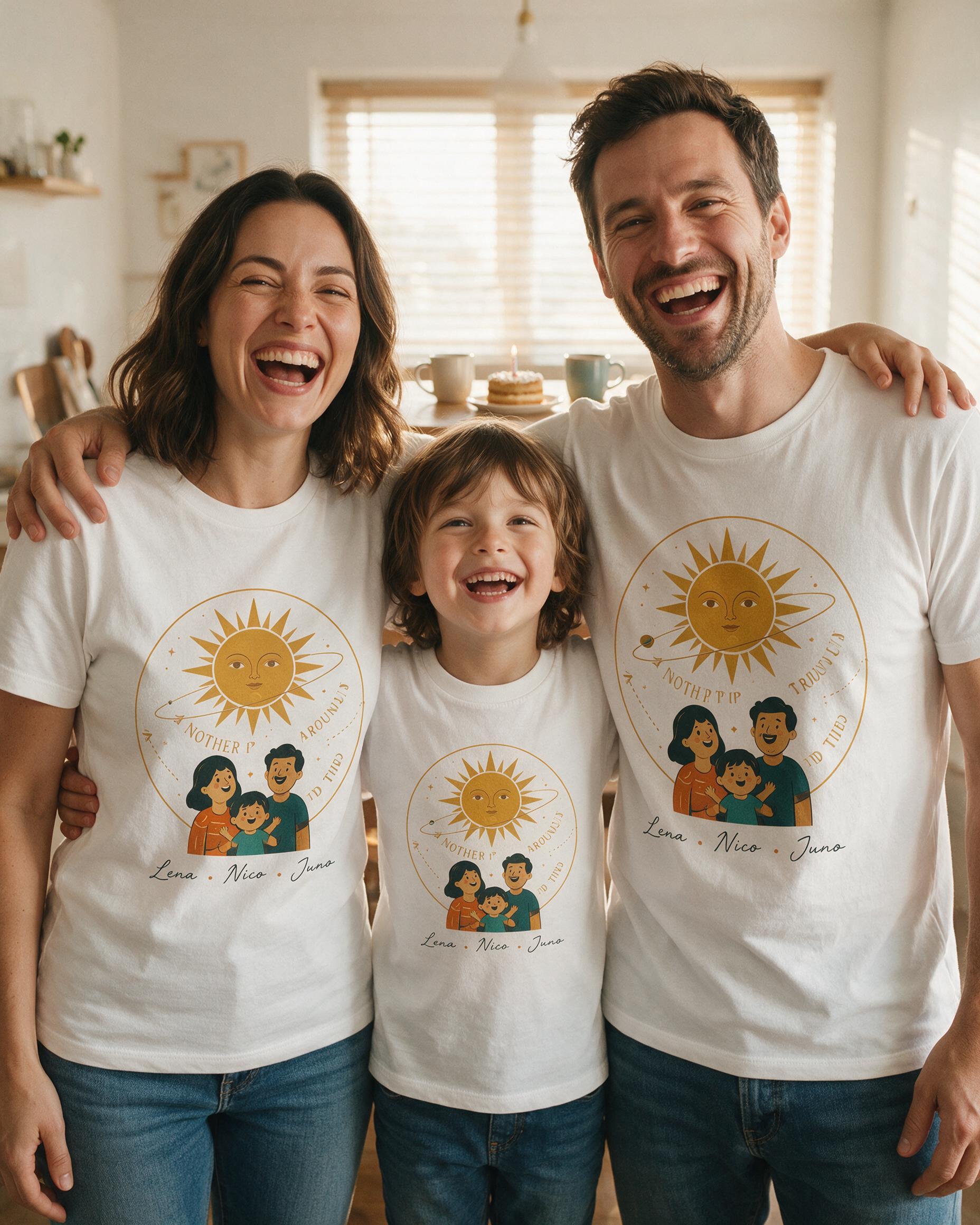 Another Trip Around The Sun Birthday Matching Shirt for Three — White