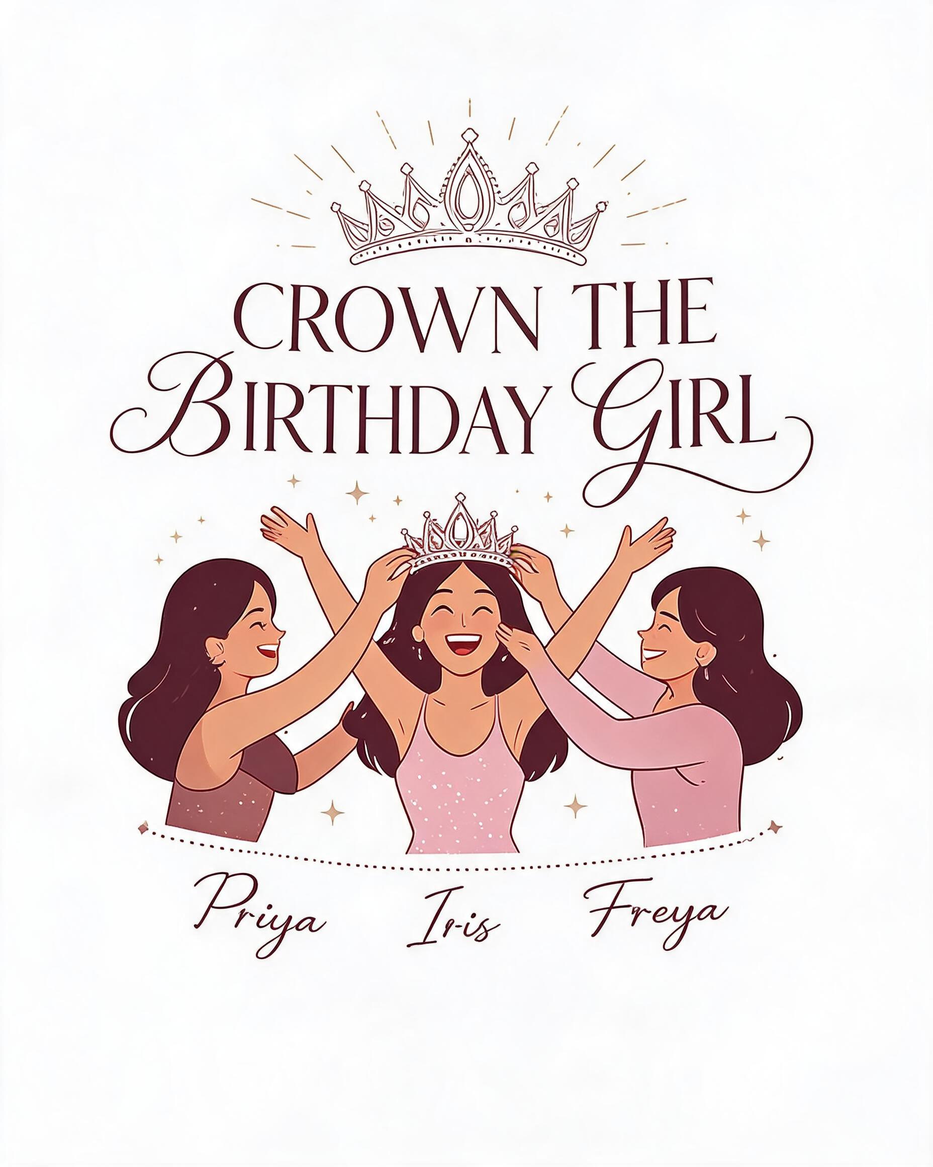 Crown The Birthday Girl Matching Shirt for Three Friends