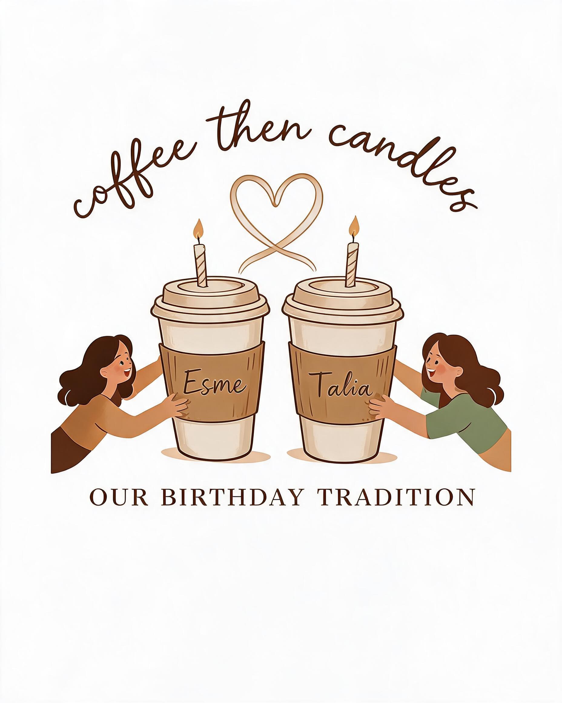 Coffee Then Candles Birthday Cafe Matching Shirt for Two Friends