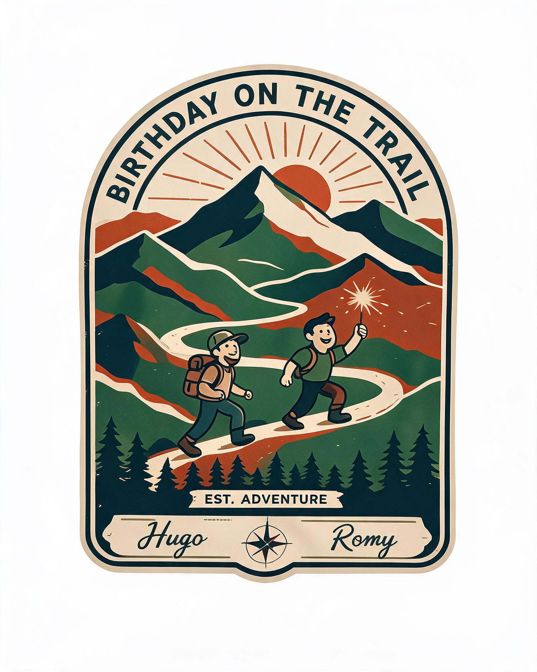 Birthday On The Trail Hiking Matching Shirt for Two Friends