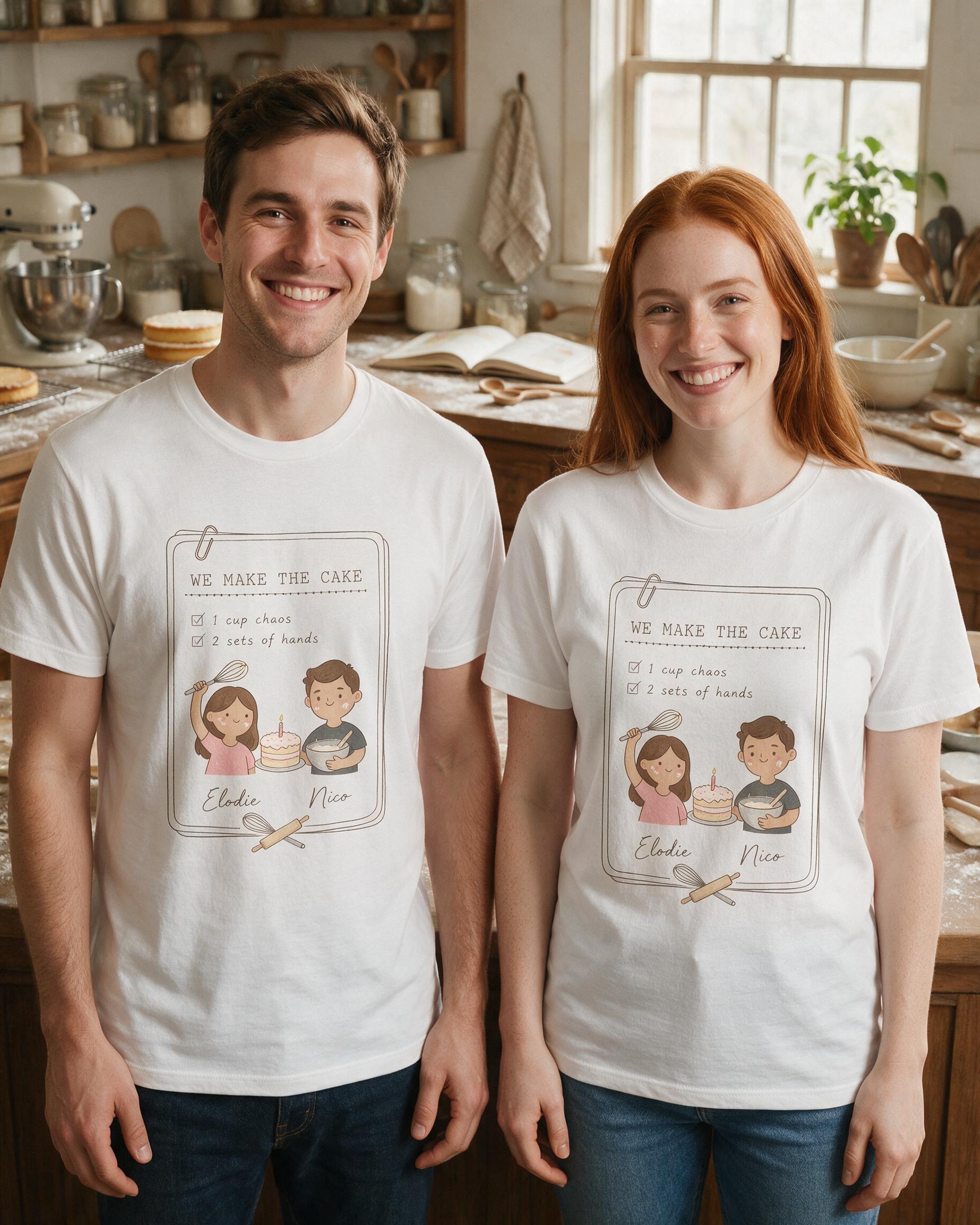 We Make The Cake Birthday Baking Matching Shirt for Couples — White