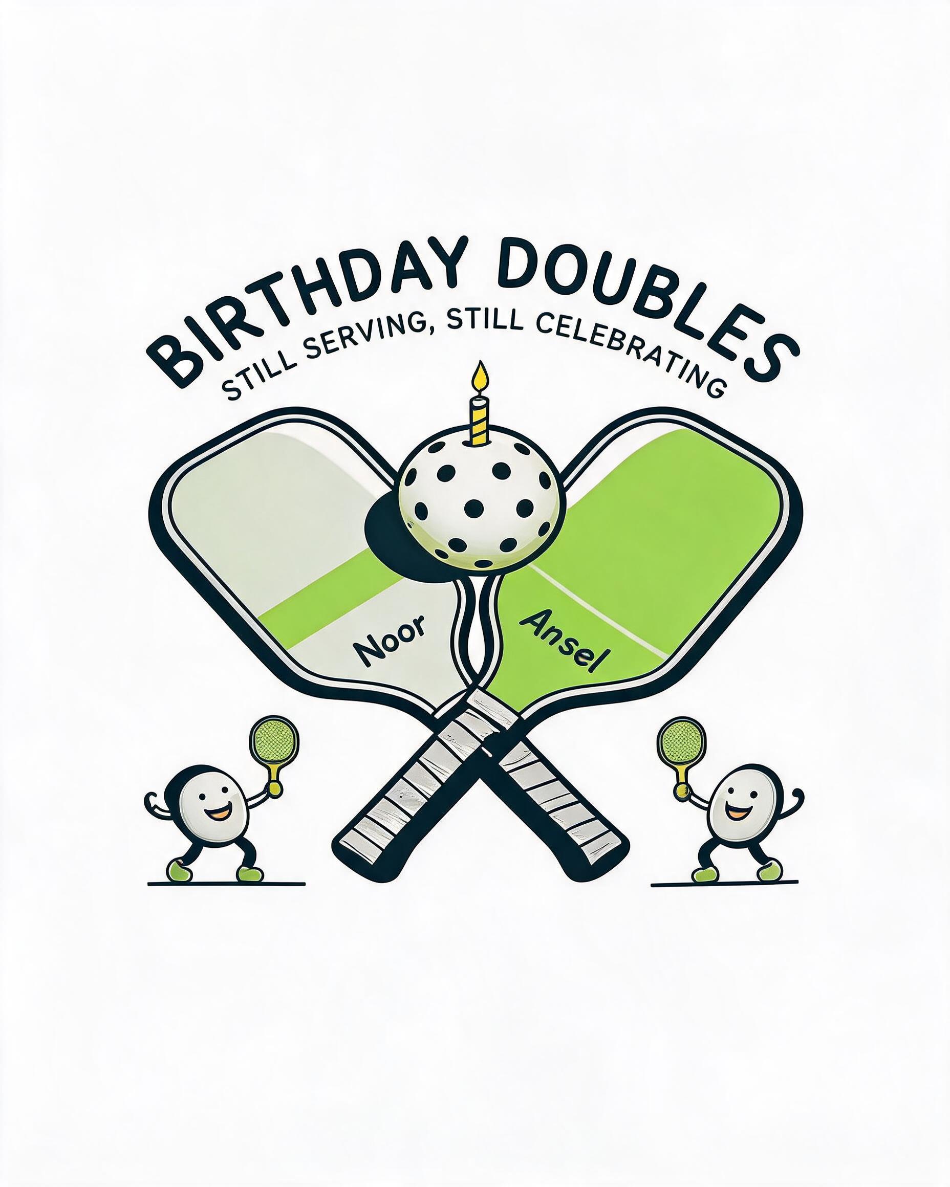 Birthday Doubles Pickleball Matching Shirt for Two