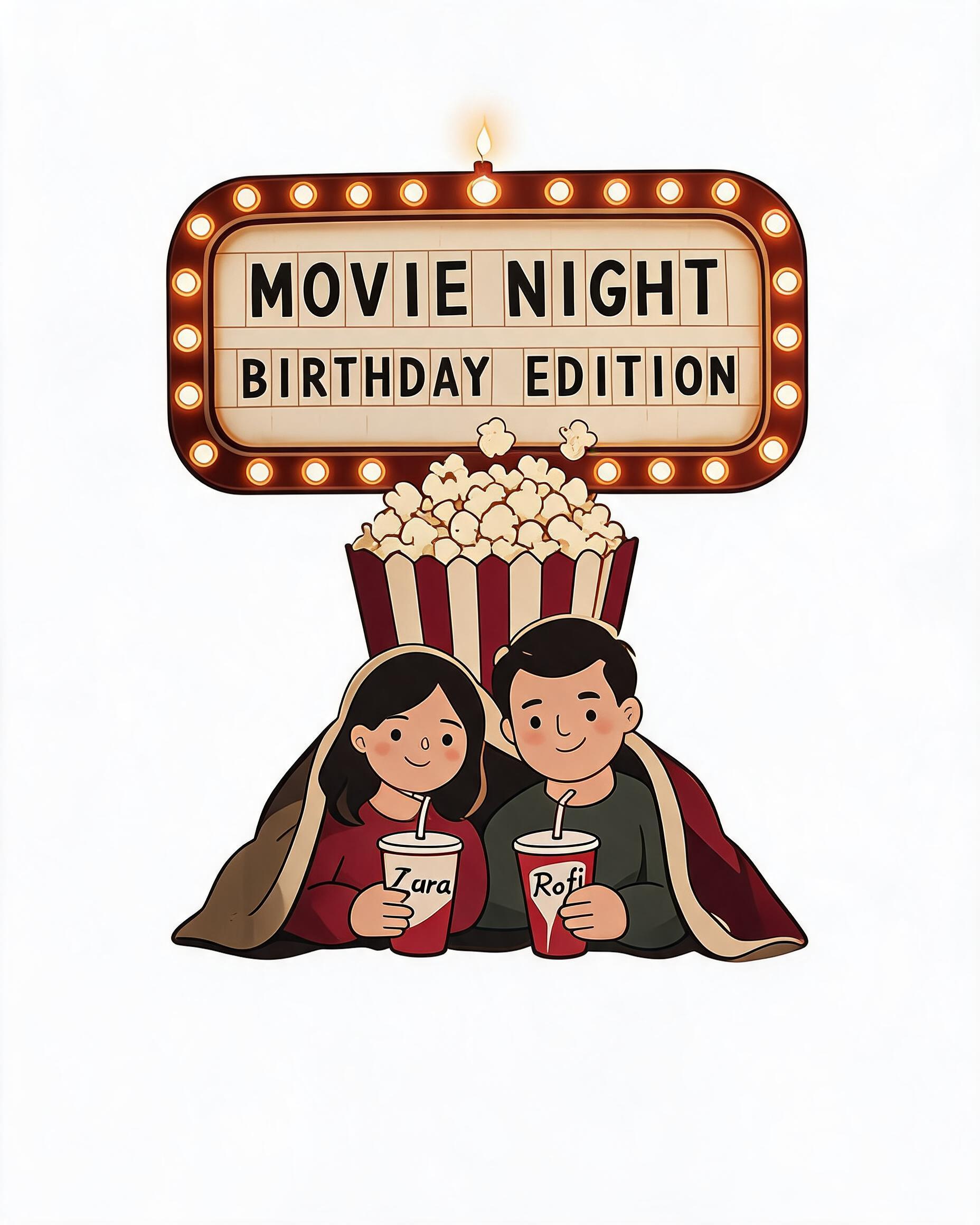 Movie Night Birthday Matching Shirt for Couples
