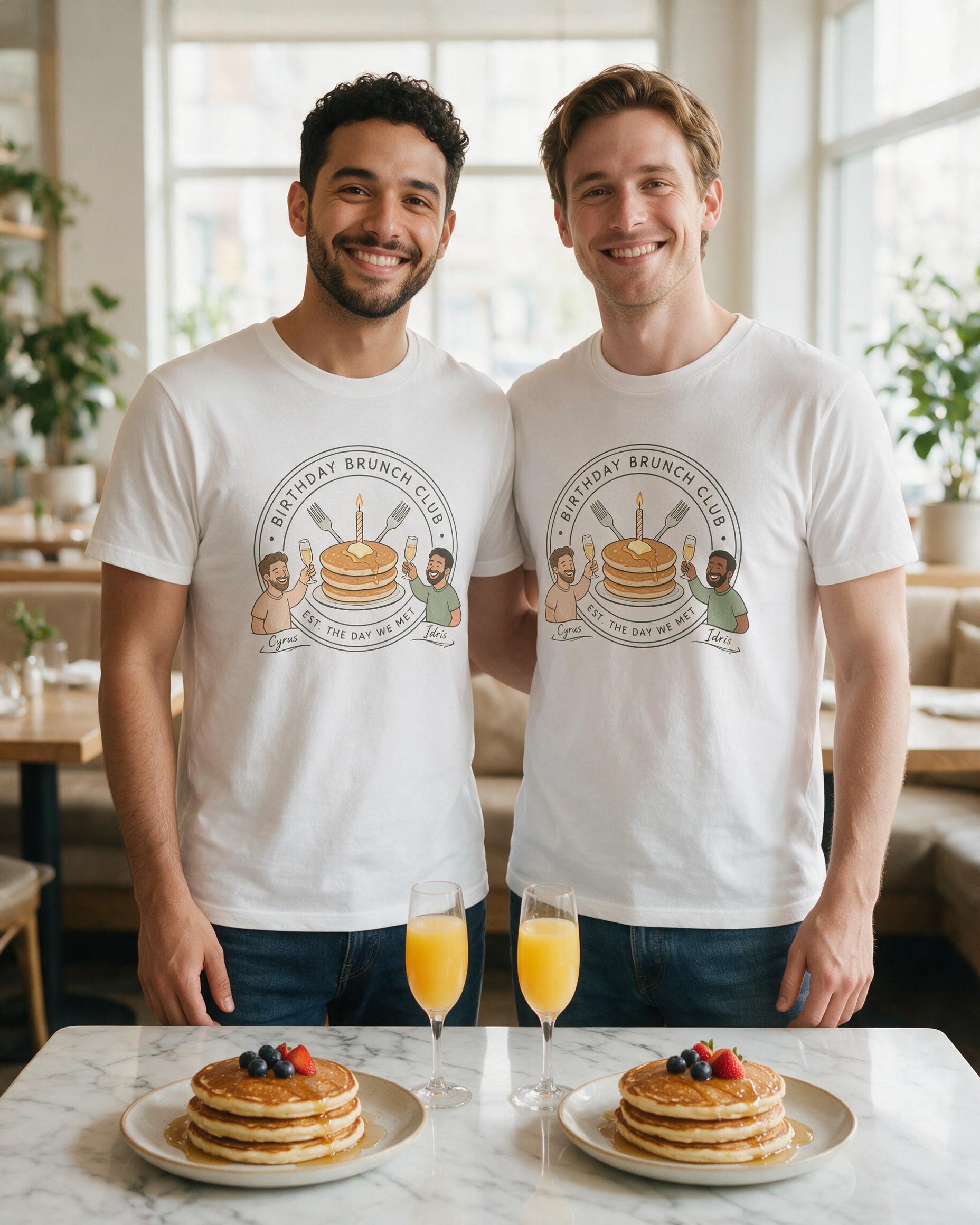 Birthday Brunch Club Matching Shirt for Two — White