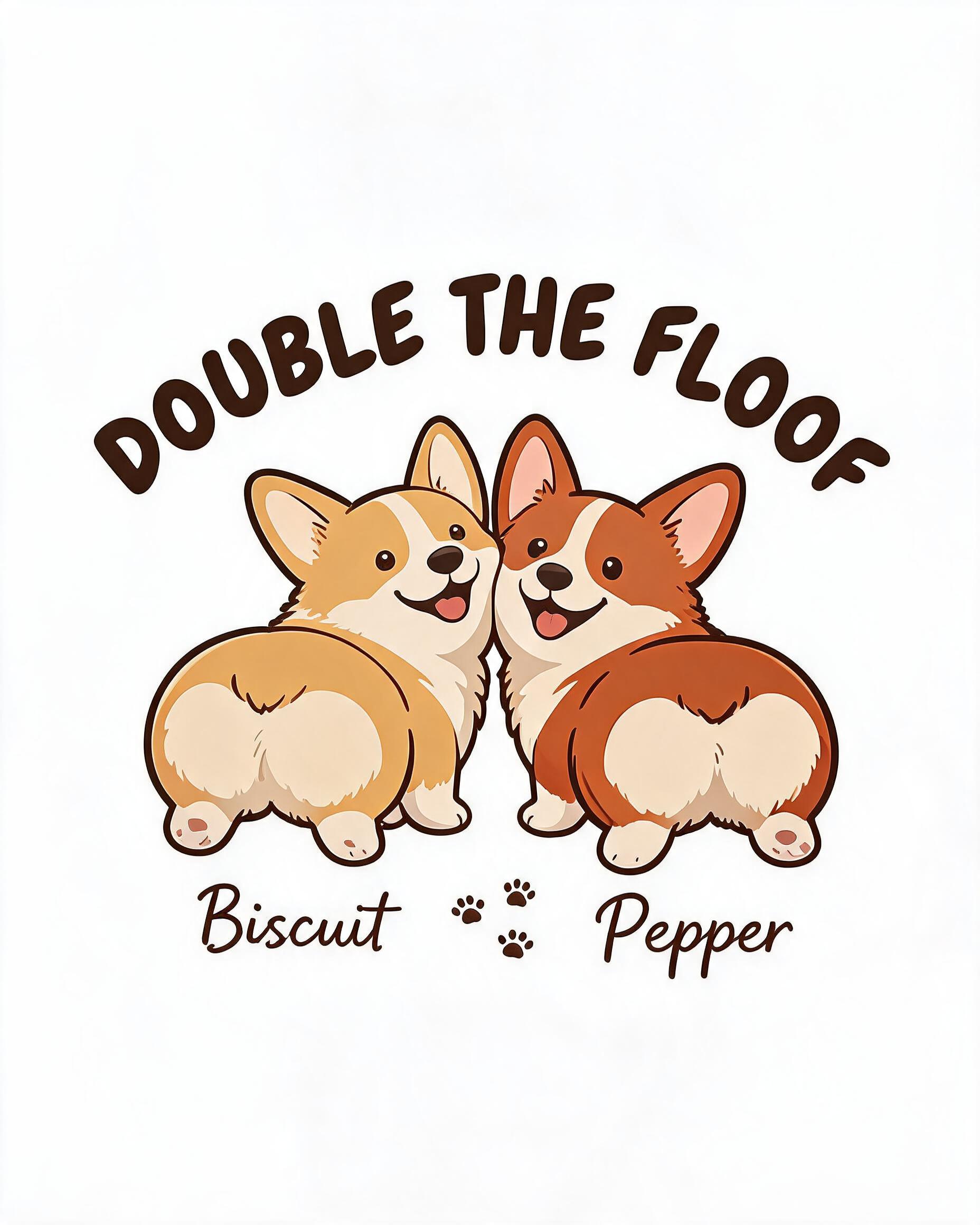 Double The Floof Personalized Two Corgi Shirt