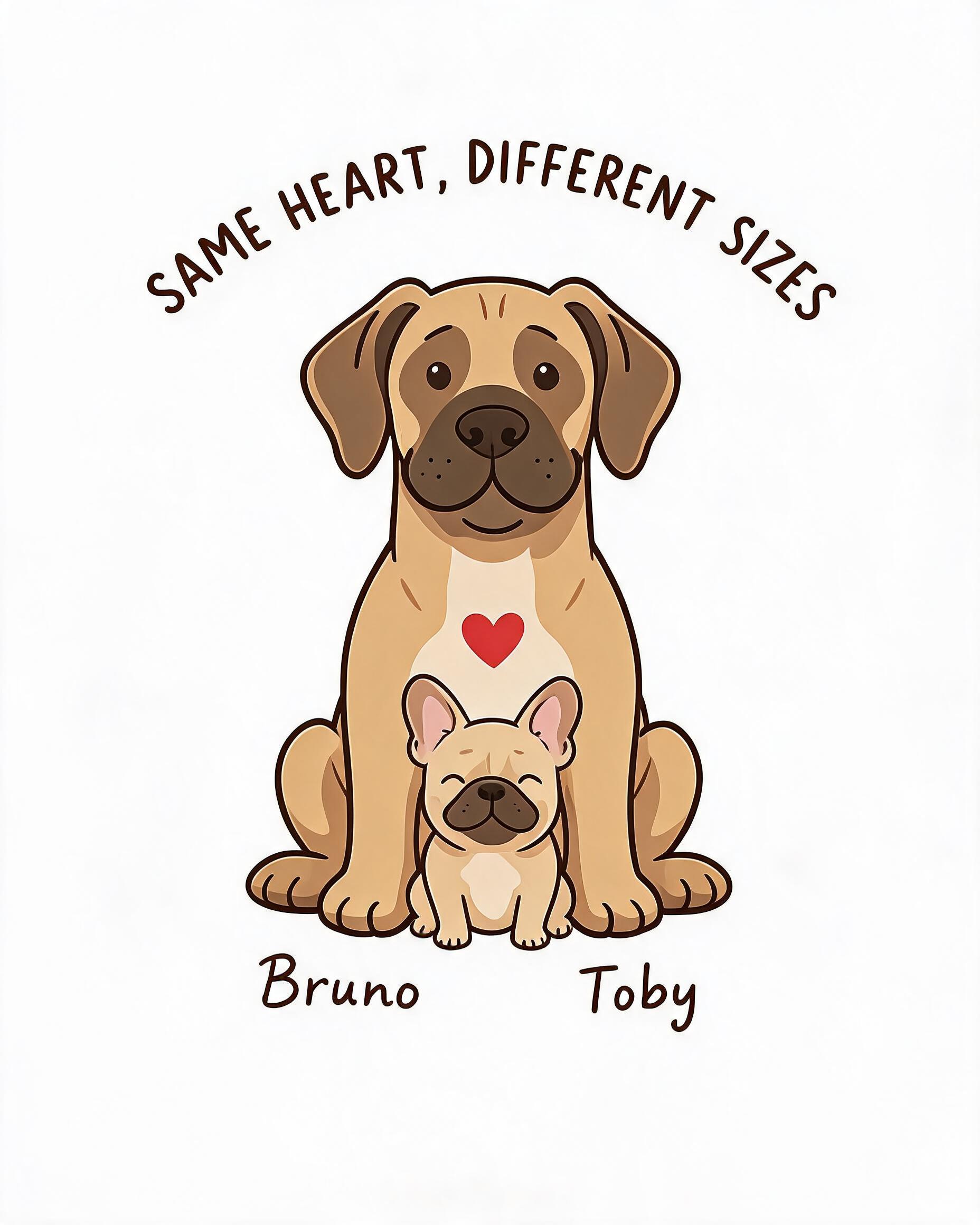 Same Heart Different Sizes Personalized Great Dane Frenchie Shirt