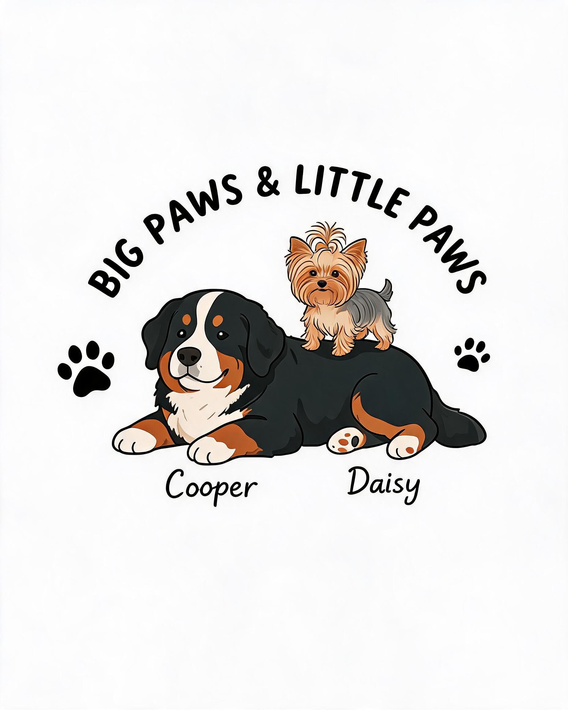 Big Paws Little Paws Personalized Bernese Yorkie Shirt