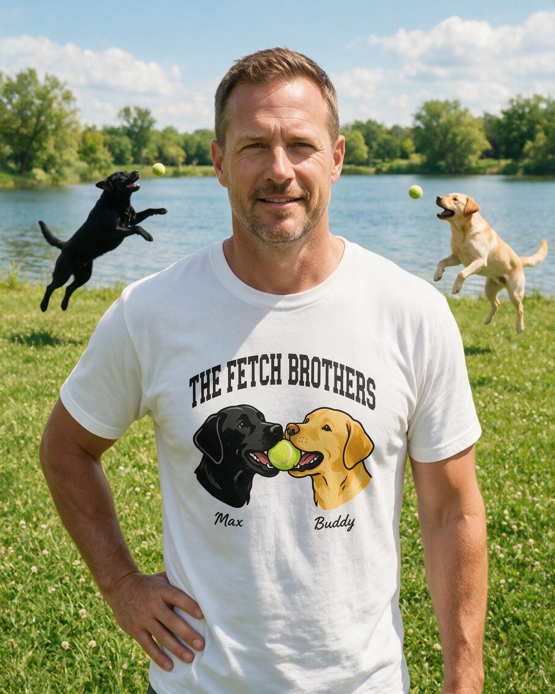 The Fetch Brothers Personalized Two Lab Shirt — White