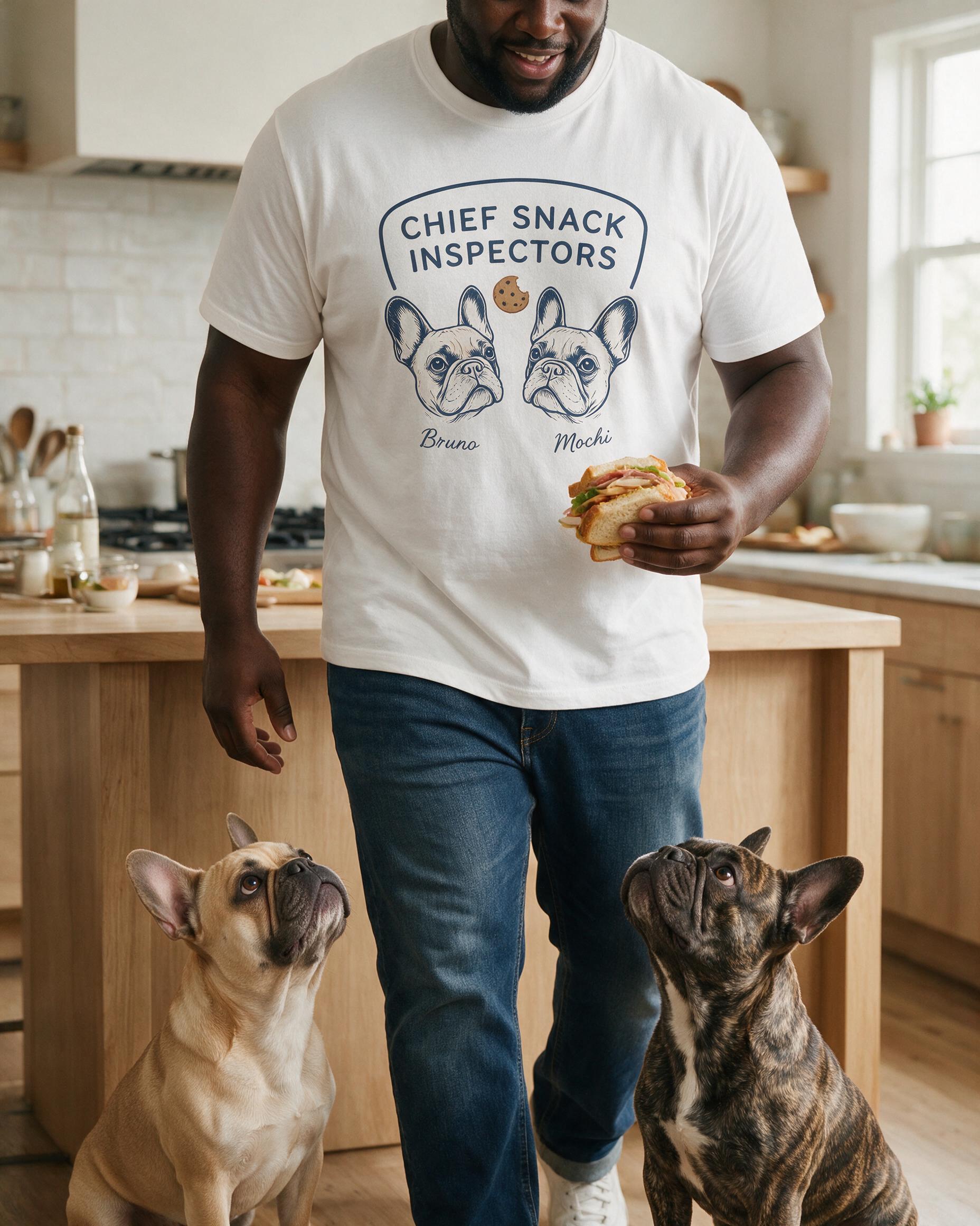 Chief Snack Inspectors Personalized Two Frenchie Shirt — White