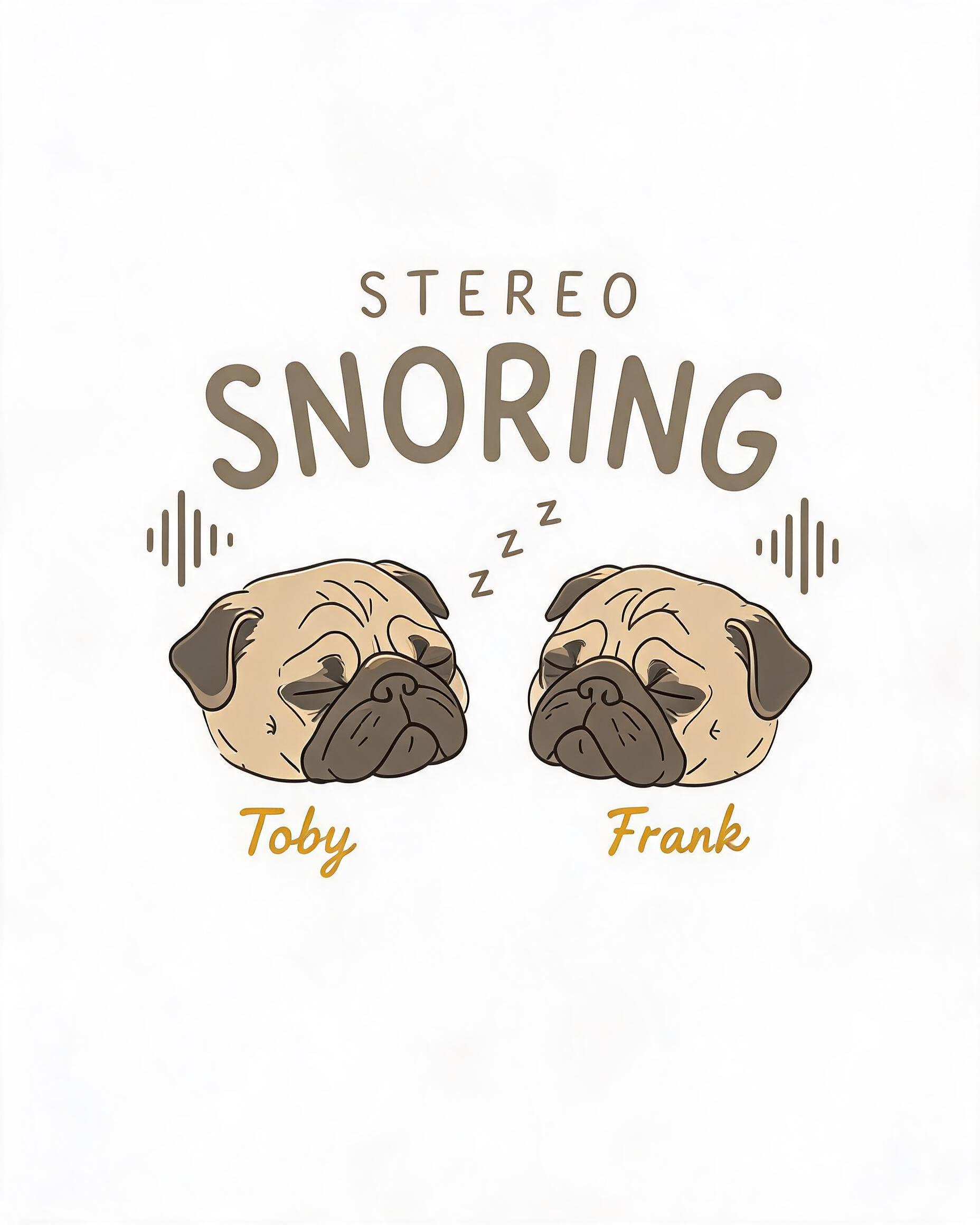 Stereo Snoring Personalized Two Pug Shirt