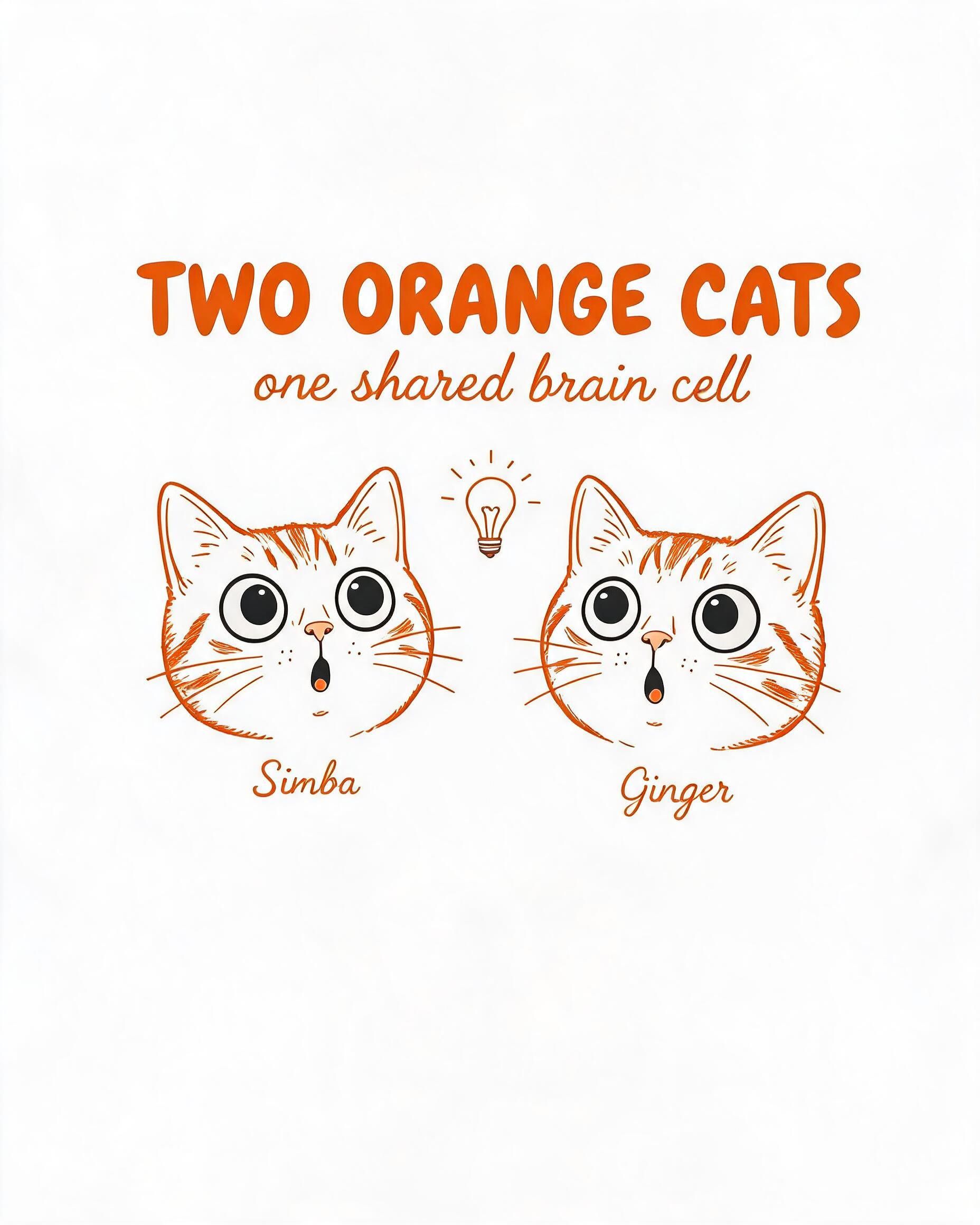 Two Orange Cats One Brain Cell Personalized Shirt