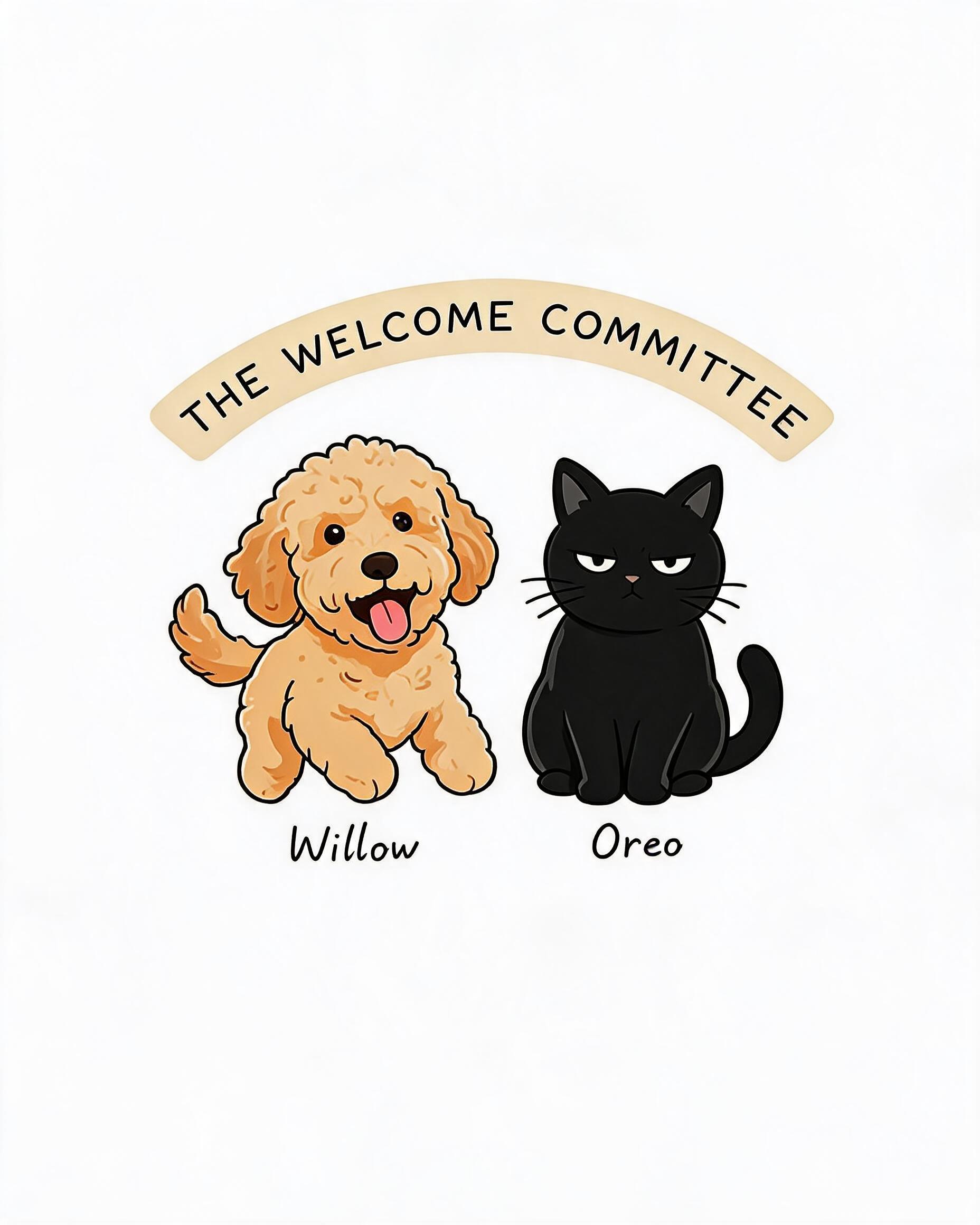 The Welcome Committee Personalized Doodle And Cat Shirt